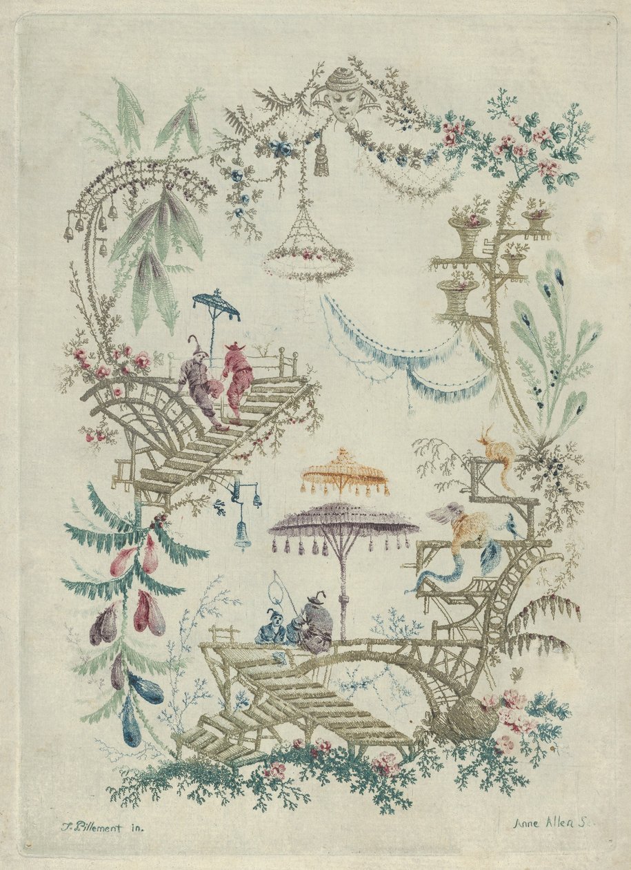 Chinoiserie aus Nouvelle Suite de Cahiers Arabesques Chinois, 1790-99 von Jean Baptiste Pillement