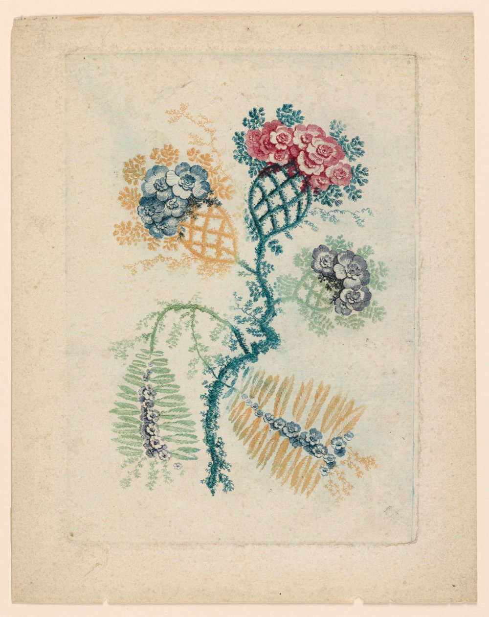 Fantastisches Blumenmotiv aus Nouvelle Suitte de Cahiers de Fleurs Idéales von Jean Baptiste Pillement