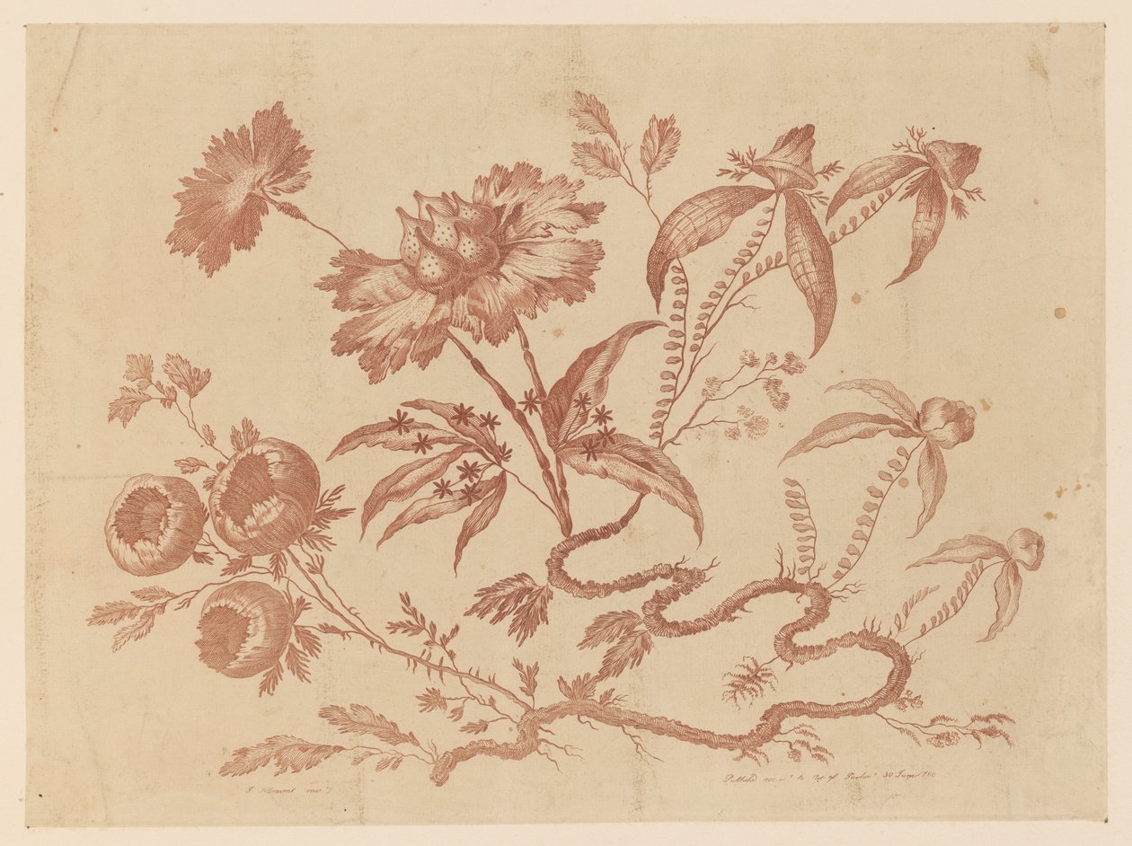 Blumenzweige, aus "Recueil de Differentes Fleurs de Fantaisie Dans le Goût Chinois" von Jean Baptiste Pillement