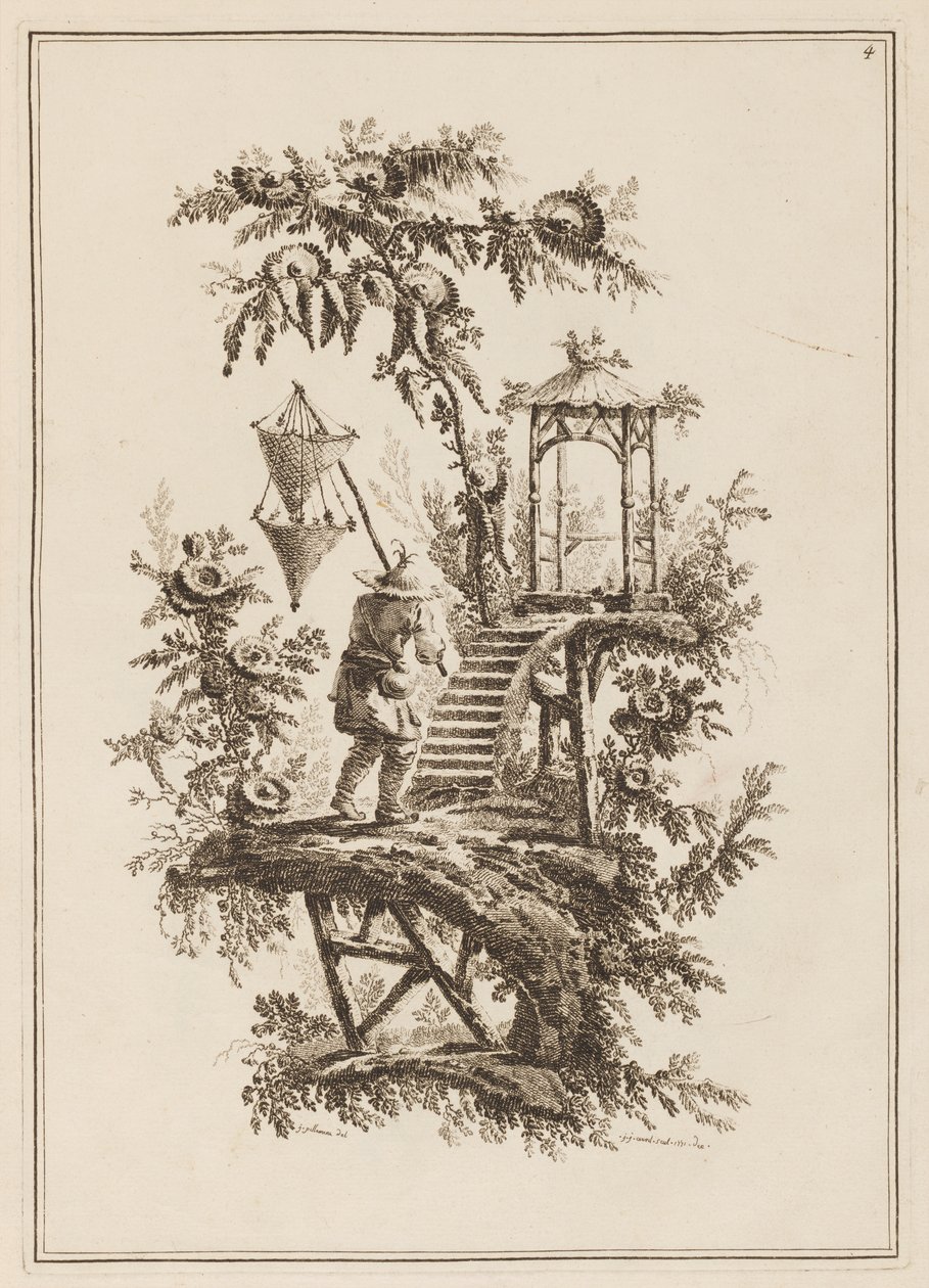 Platte 4, "Suite de douze Pêcheurs et Chasseurs" von Jean Baptiste Pillement
