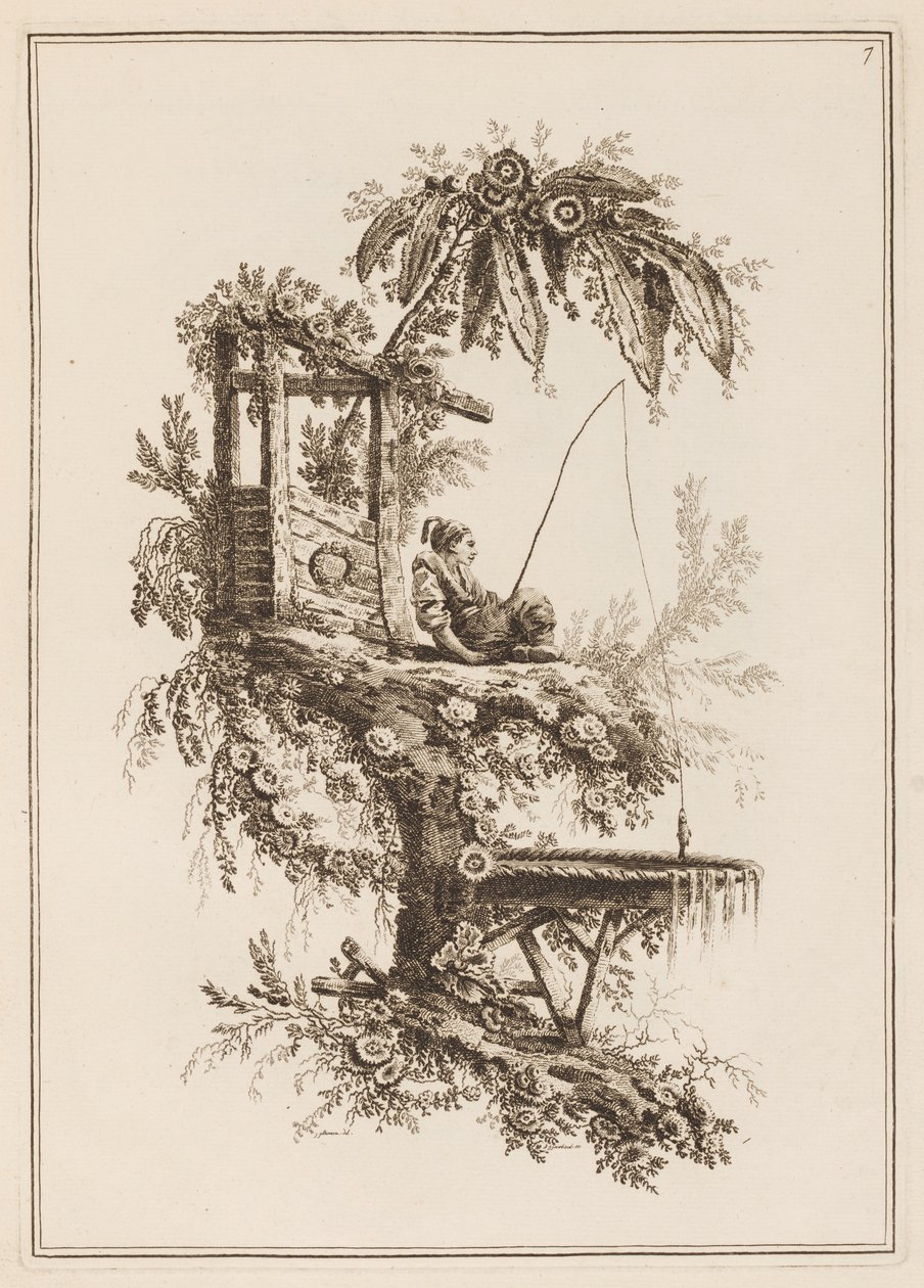 Tafel 7, "Suite de douze Pêcheurs et Chasseurs" von Jean Baptiste Pillement