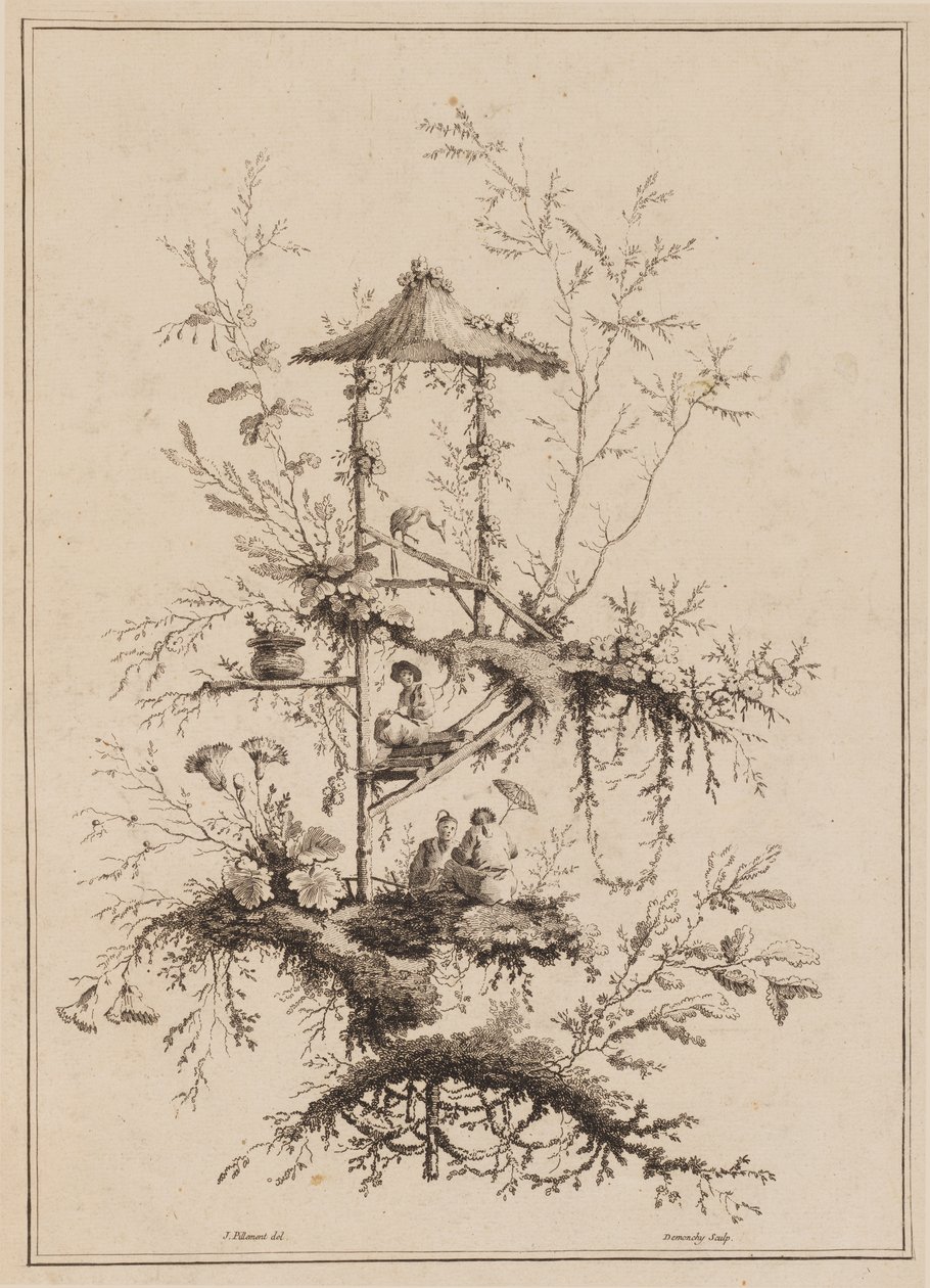 Tafel aus einem Set von Chinoiserie-Darstellungen von Jean Baptiste Pillement