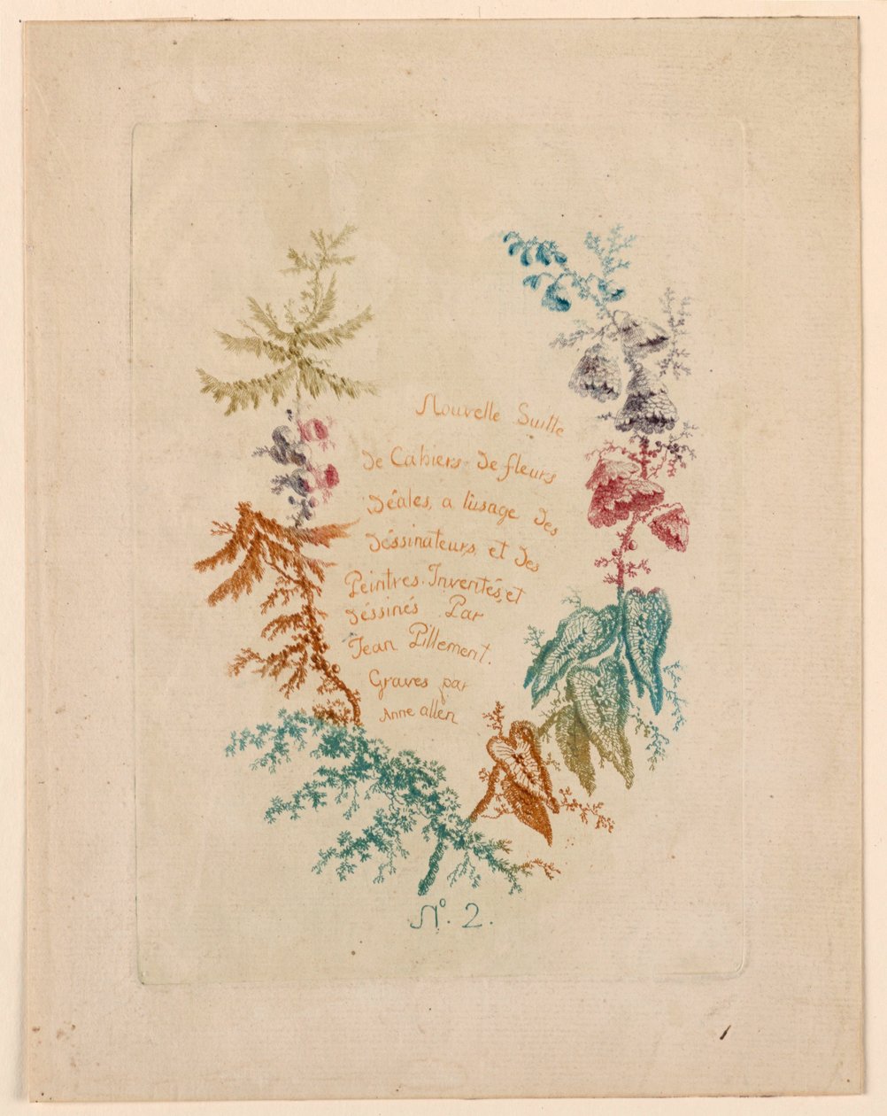 Titelseite für "Nouvelle Suitte de Cahiers de fleurs idéales" Nr. 2 von Jean Baptiste Pillement