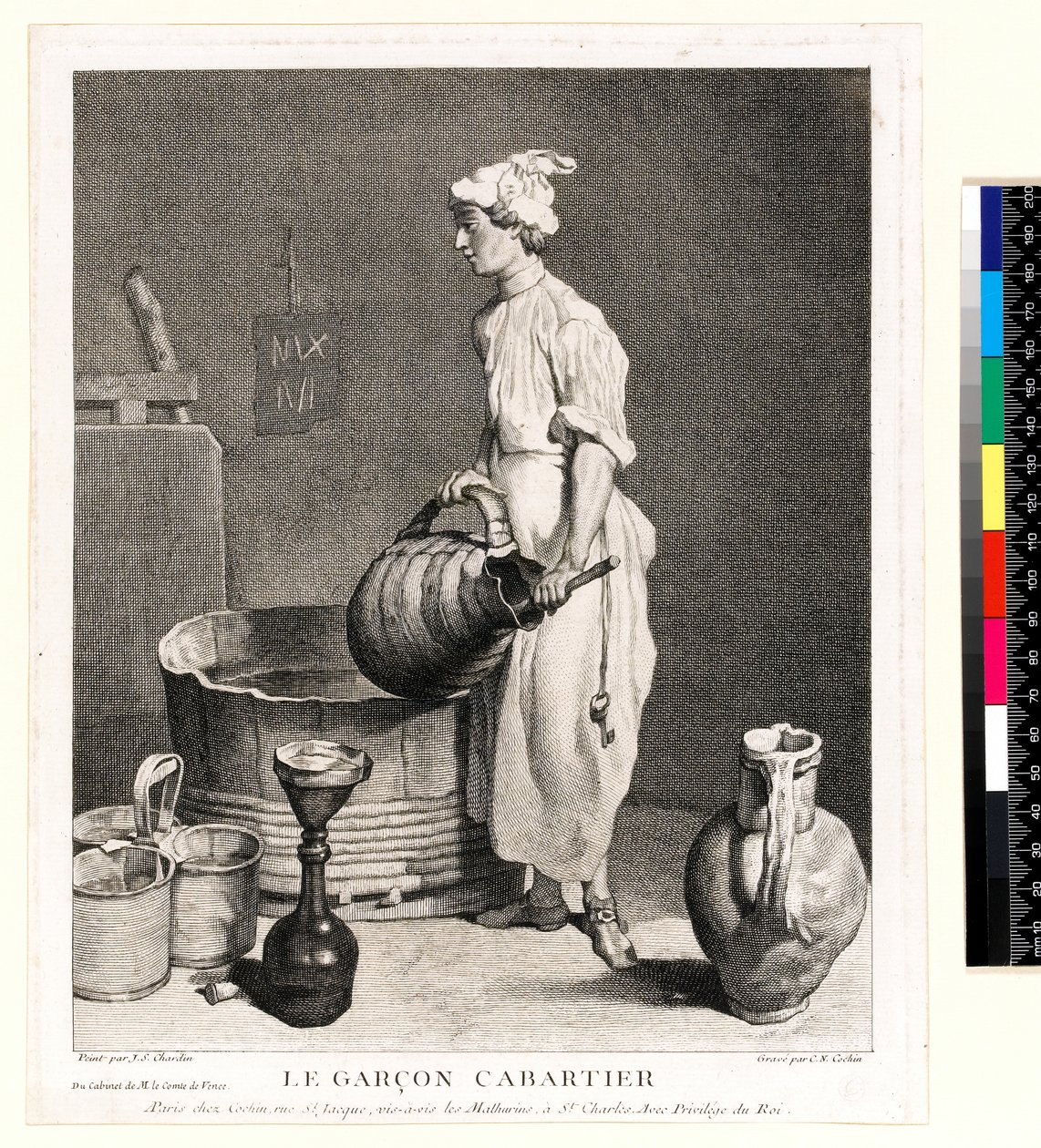 Le Garçon Cabaretier (Der Kellerjunge) gestochen von Charles Nicolas Cochin I (1688-1754) 1750 (Radierung & Stich) von Jean Baptiste Simeon (after) Chardin