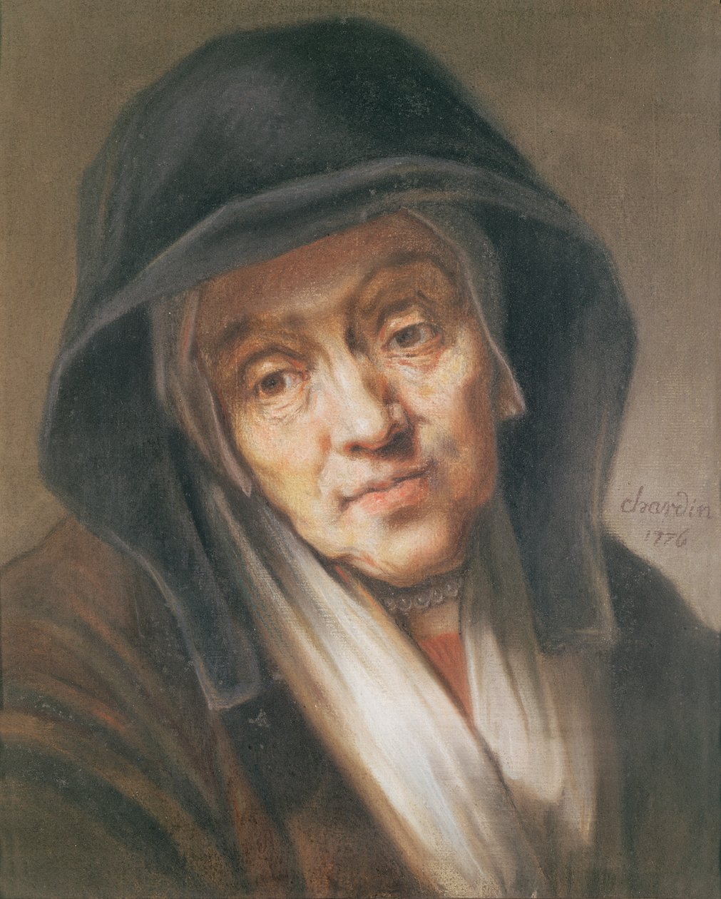 Kopie eines Porträts von Rembrandt seiner Mutter, 1776 von Jean Baptiste Simeon Chardin
