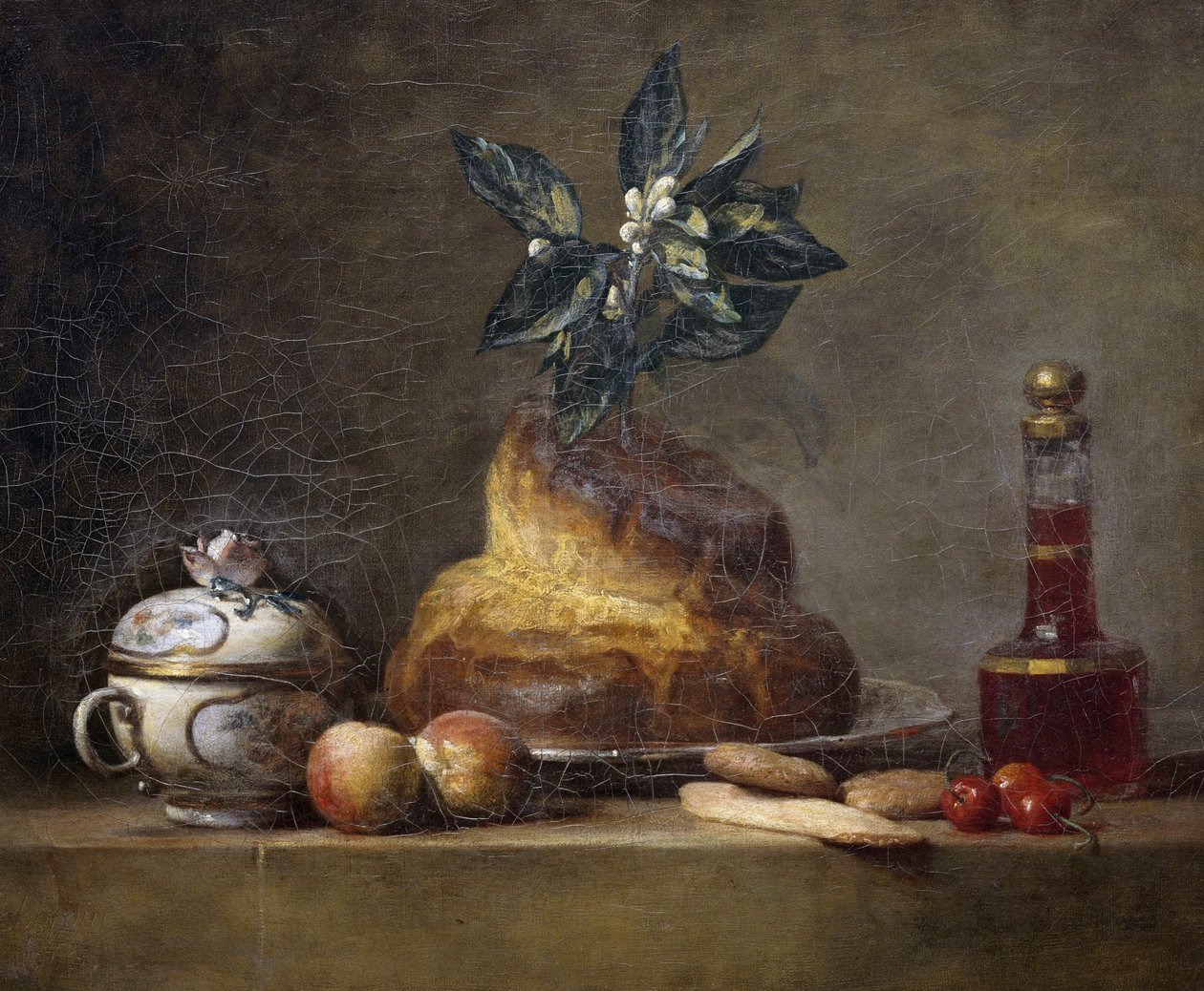 Stillleben mit Brioche von Jean-Baptiste Simeon Chardin