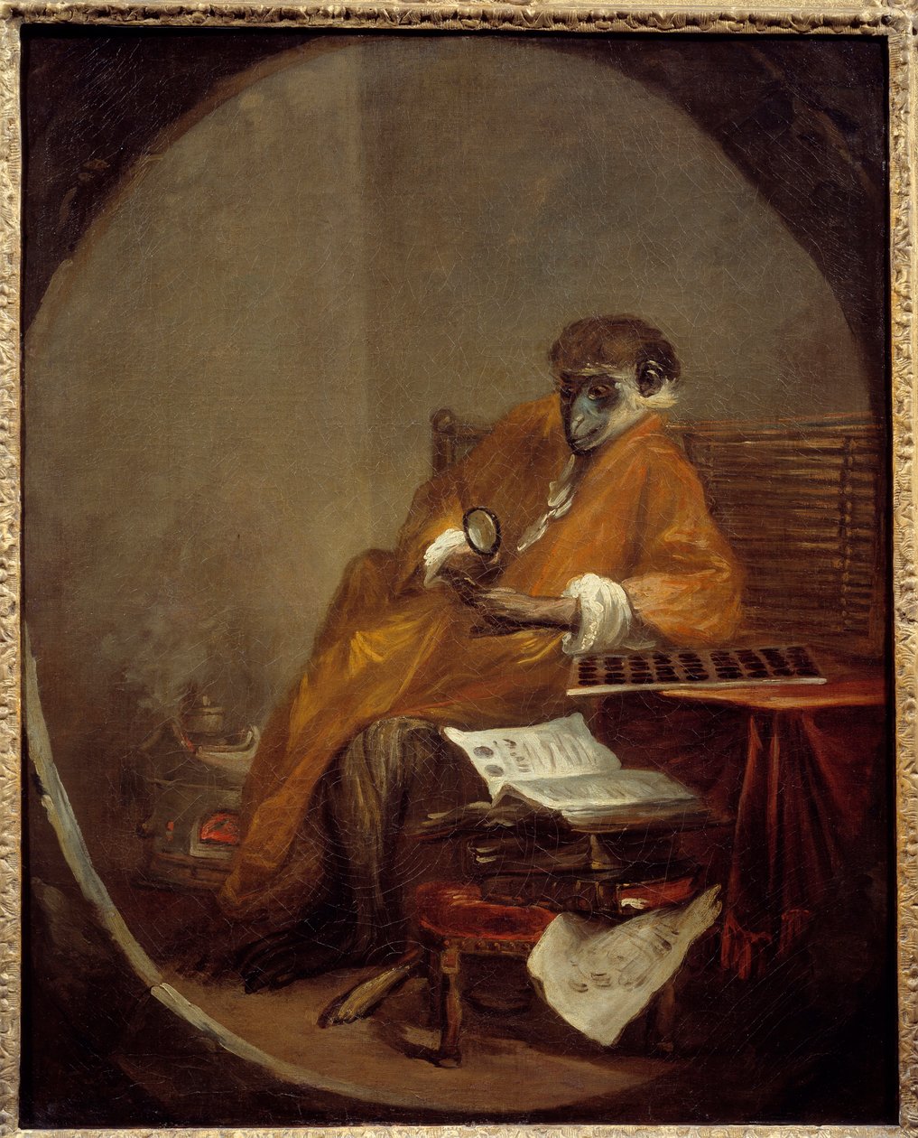Der antike Affe. Darstellung eines Affen in menschlicher Haltung. von Jean Baptiste Simeon Chardin