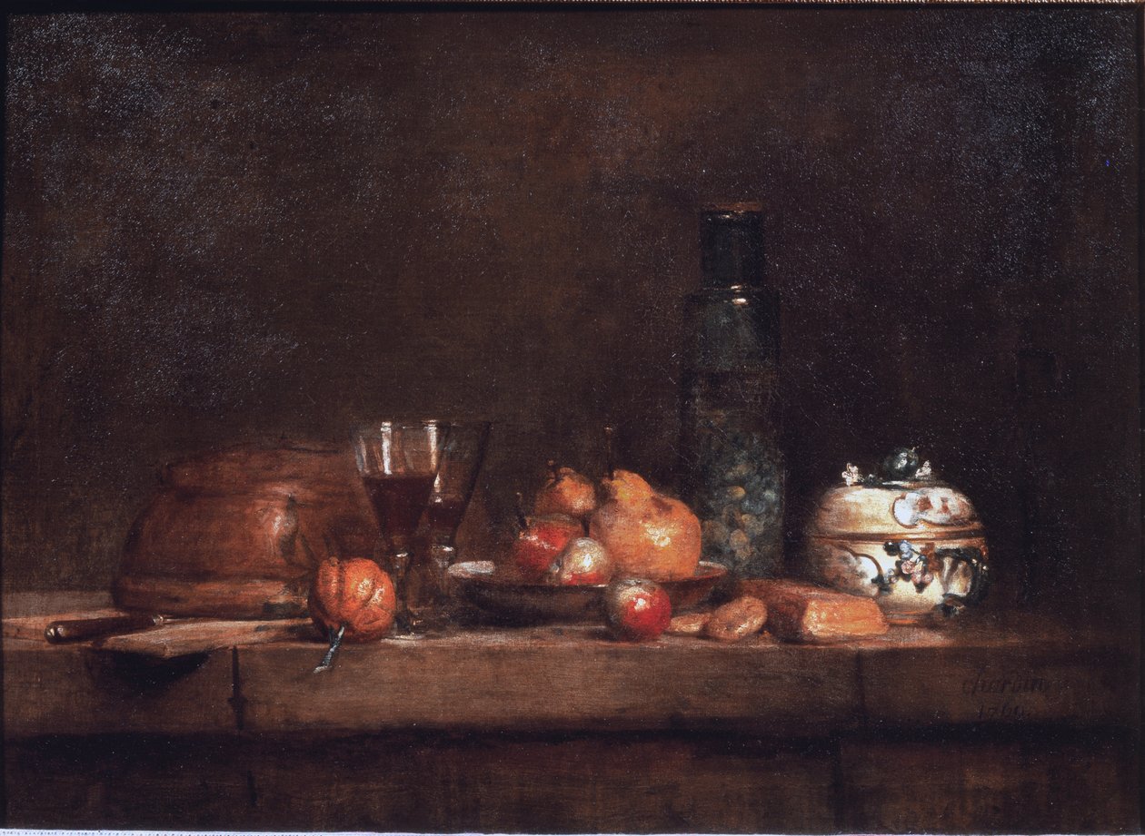 Das Glas mit Oliven von Jean Baptiste Simeon Chardin