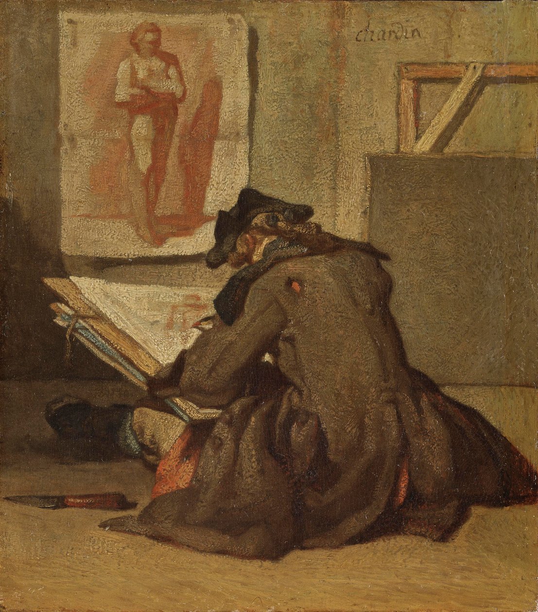 Junger Student beim Zeichnen von Jean Baptiste Simeon Chardin