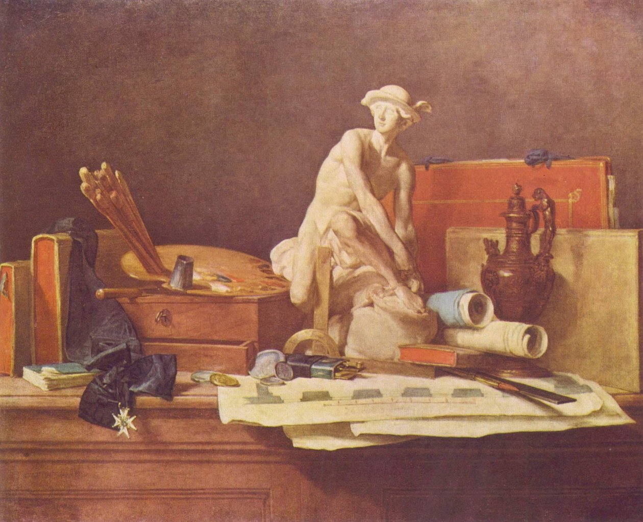 Stillleben mit Attributen der Künste von Jean Baptiste Simeon Chardin