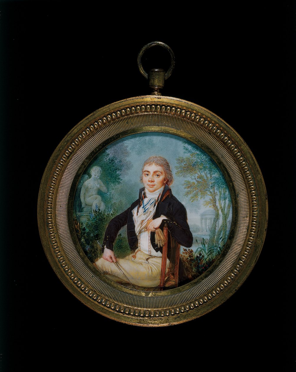 Porträtminiatur eines jungen Gentlemans namens Mr. Videl, sitzend in Dreiviertellänge von Jean Baptiste Soyer
