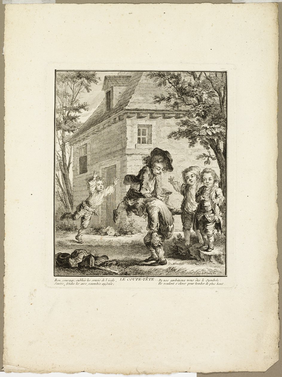Hüpfspiel, aus Die Spiele der Straßenjungen von Paris von Jean Baptiste Tilliard I