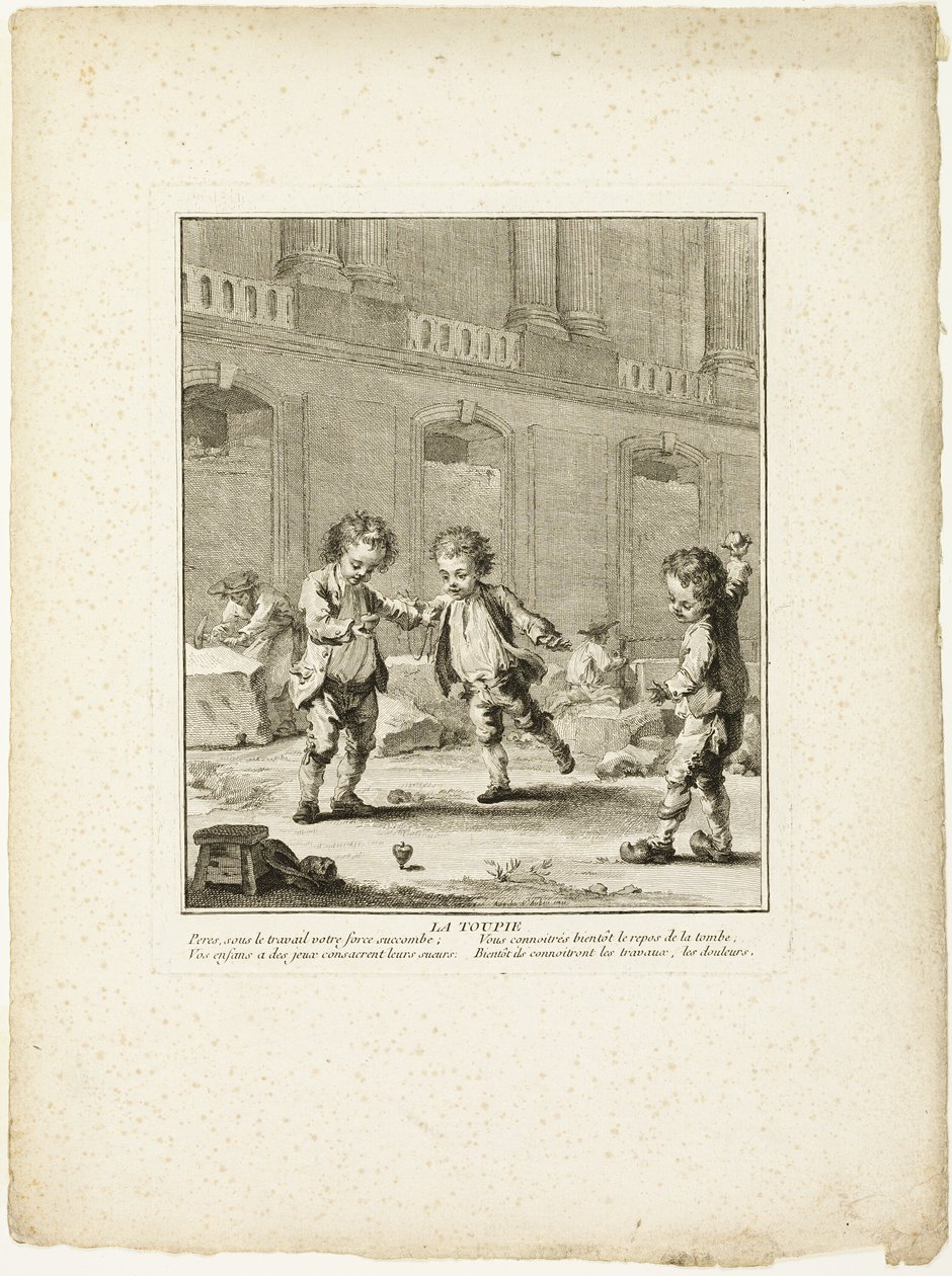 Der Kreisel, aus Die Spiele der Straßenkinder von Paris von Jean Baptiste Tilliard I