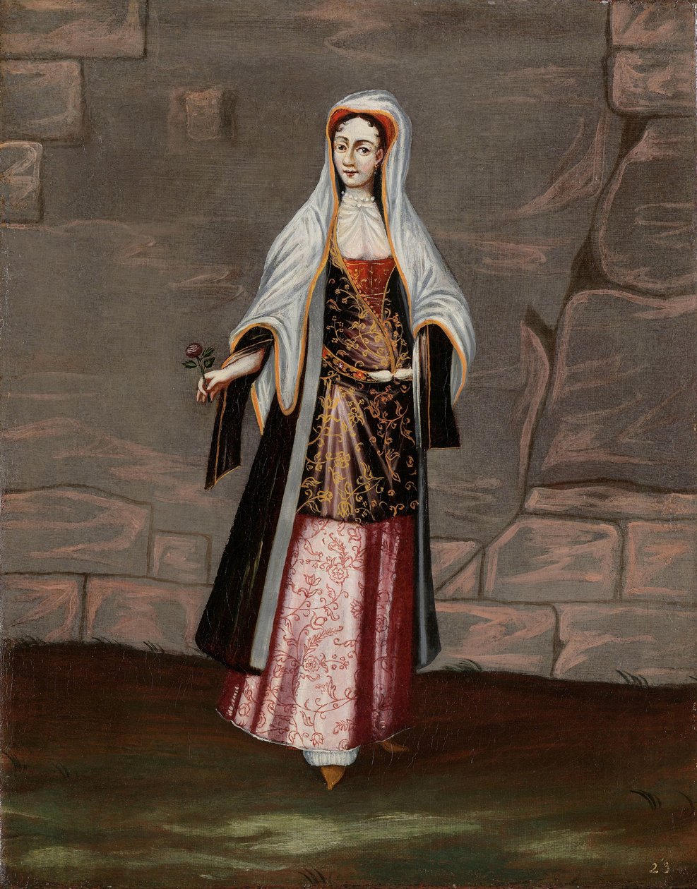 Frau von der Insel Mykonos von Jean Baptiste Vanmour (workshop of)