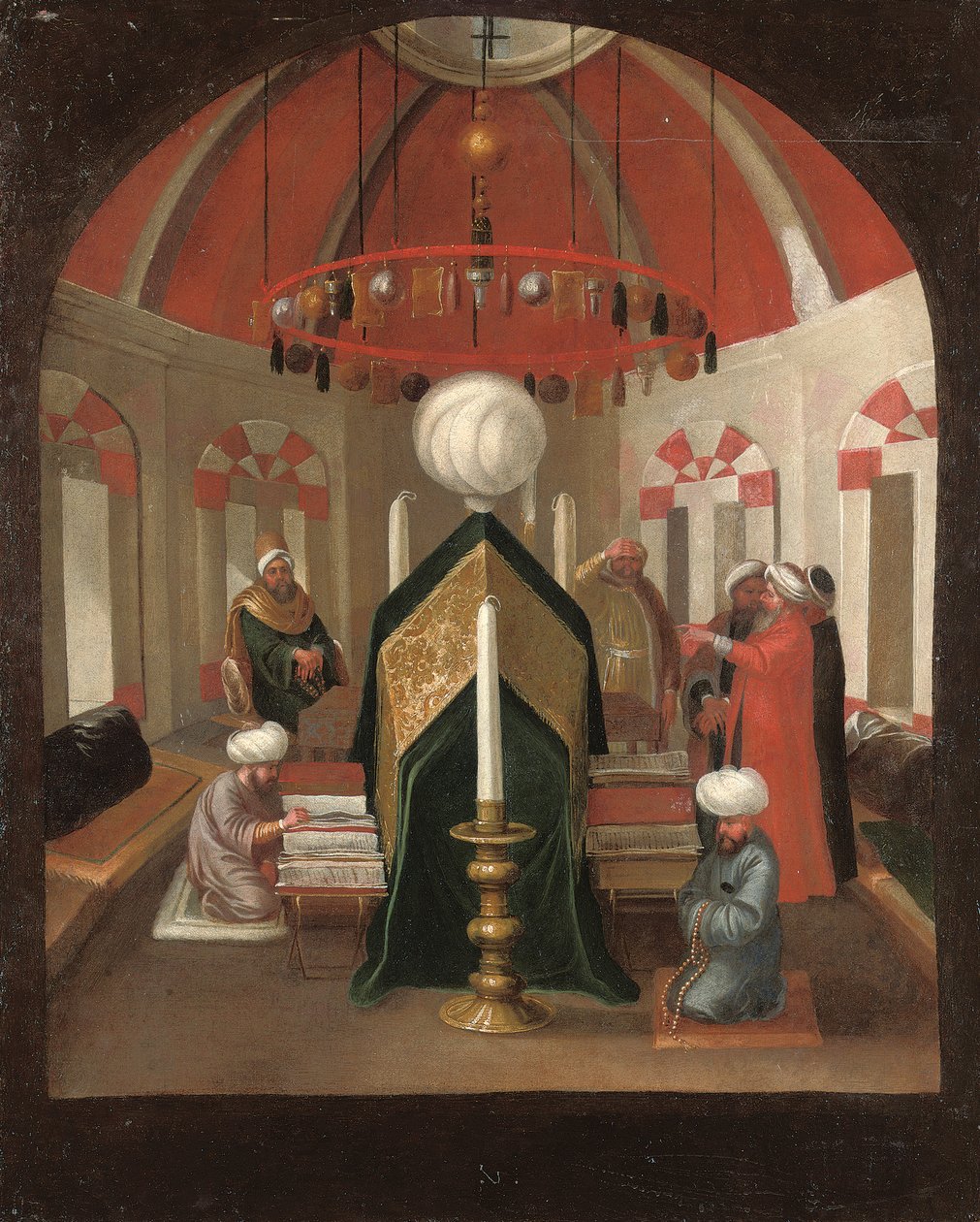 Ein türkisches Mausoleum mit Figuren am Grab eines Sultans von Jean Baptiste Vanmour