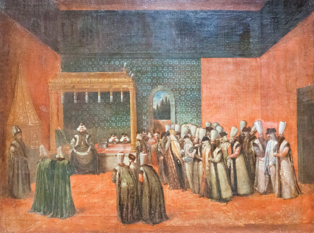 Sultan Ahmed III. empfängt einen europäischen Botschafter, ca. 1725 von Jean Baptiste Vanmour