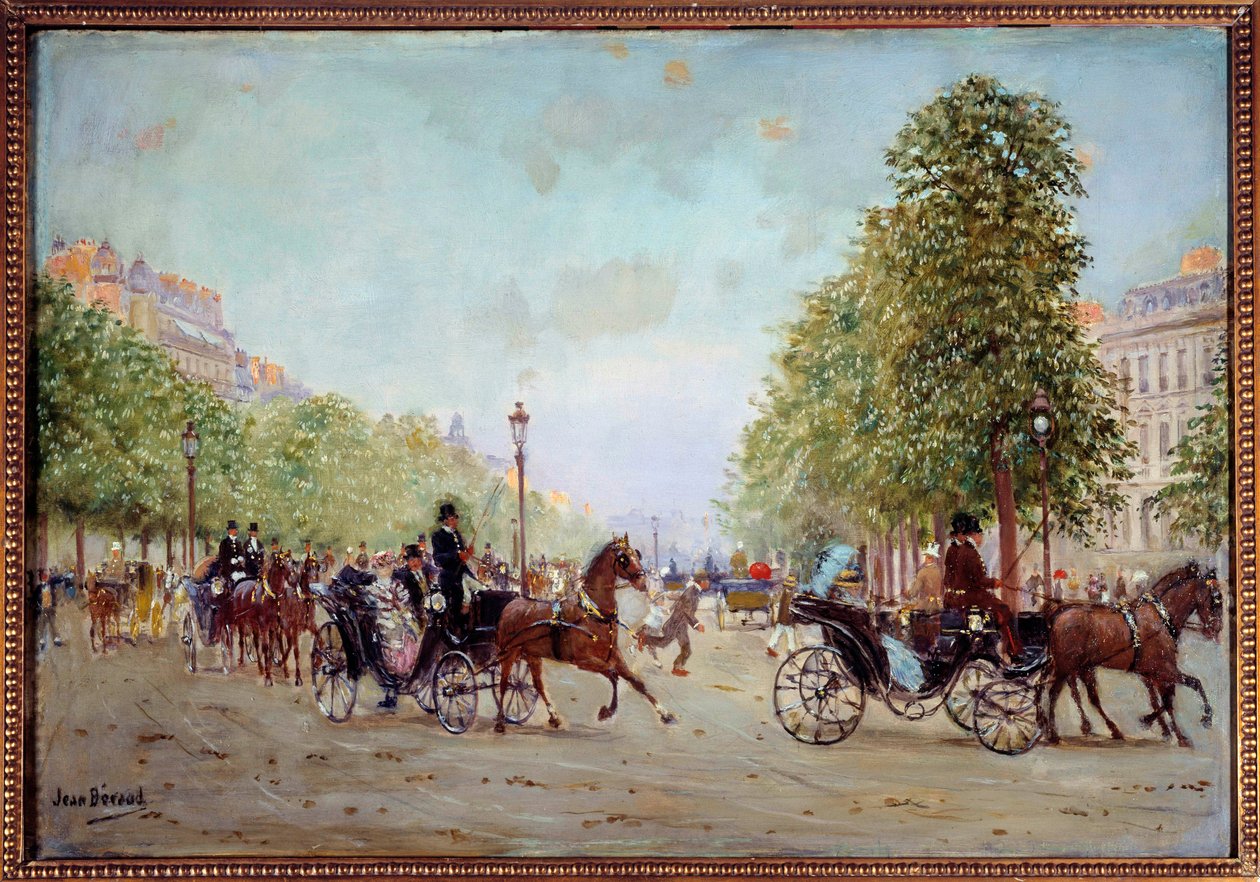 Der Spaziergang auf den Champs-Elysees. Gemälde von Jean Beraud (1849-1935) 19. Jahrhundert von Jean Beraud
