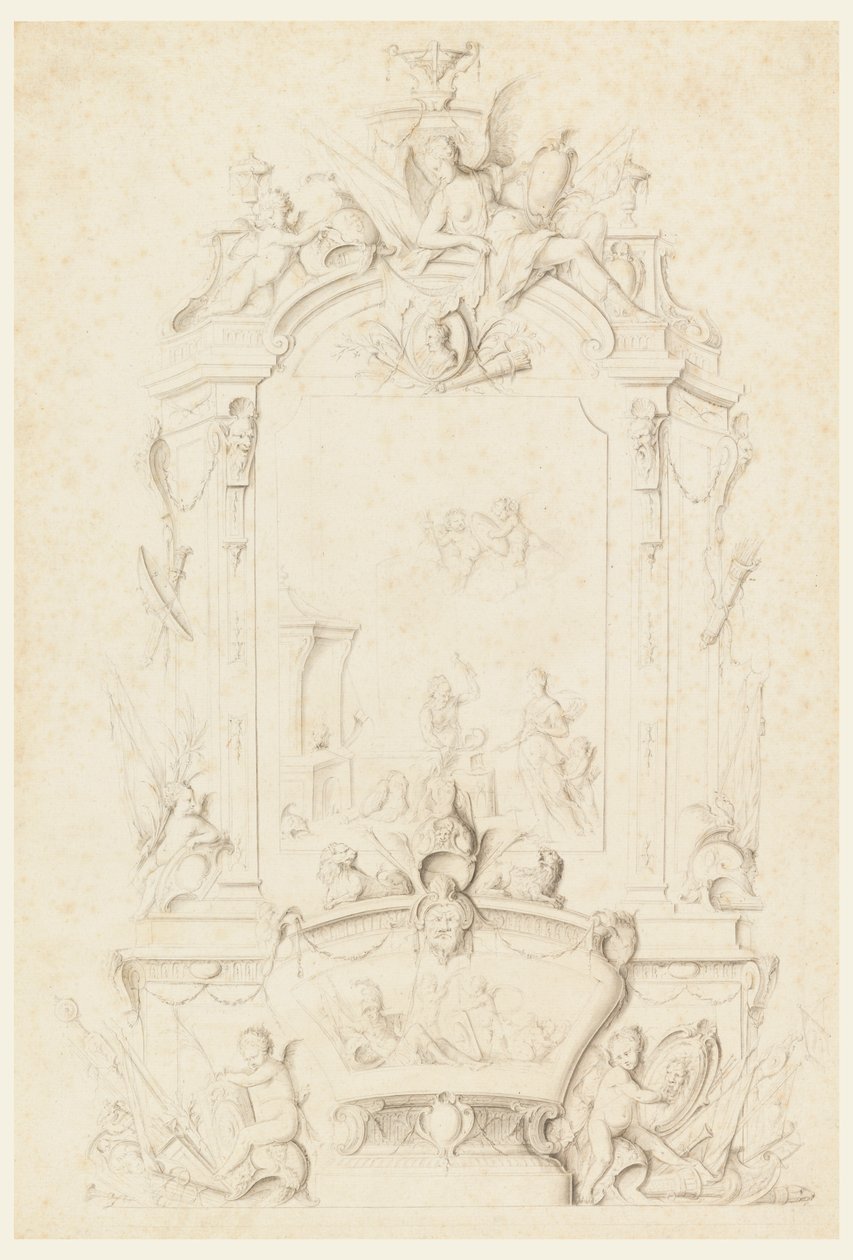 Venus an der Schmiede des Vulkan, Entwurf für ein Sideboard-Panel von Jean Bernard Honoré Toro
