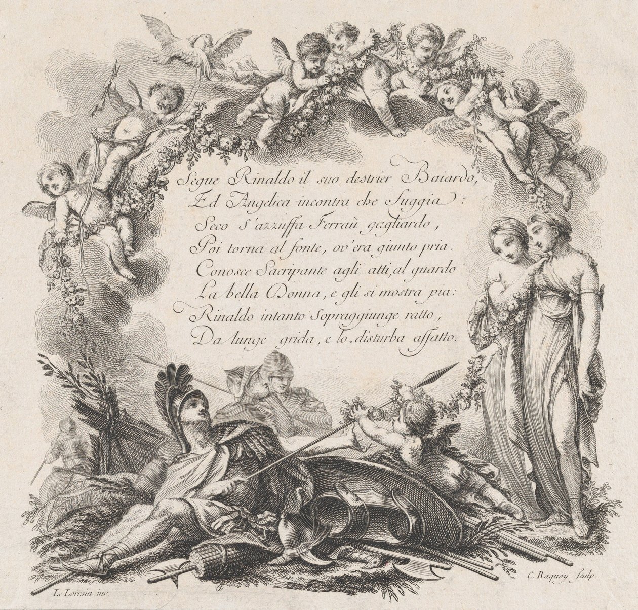 Vignette für den ersten Gesang von Roland Furieux von Jean Charles Baquoy