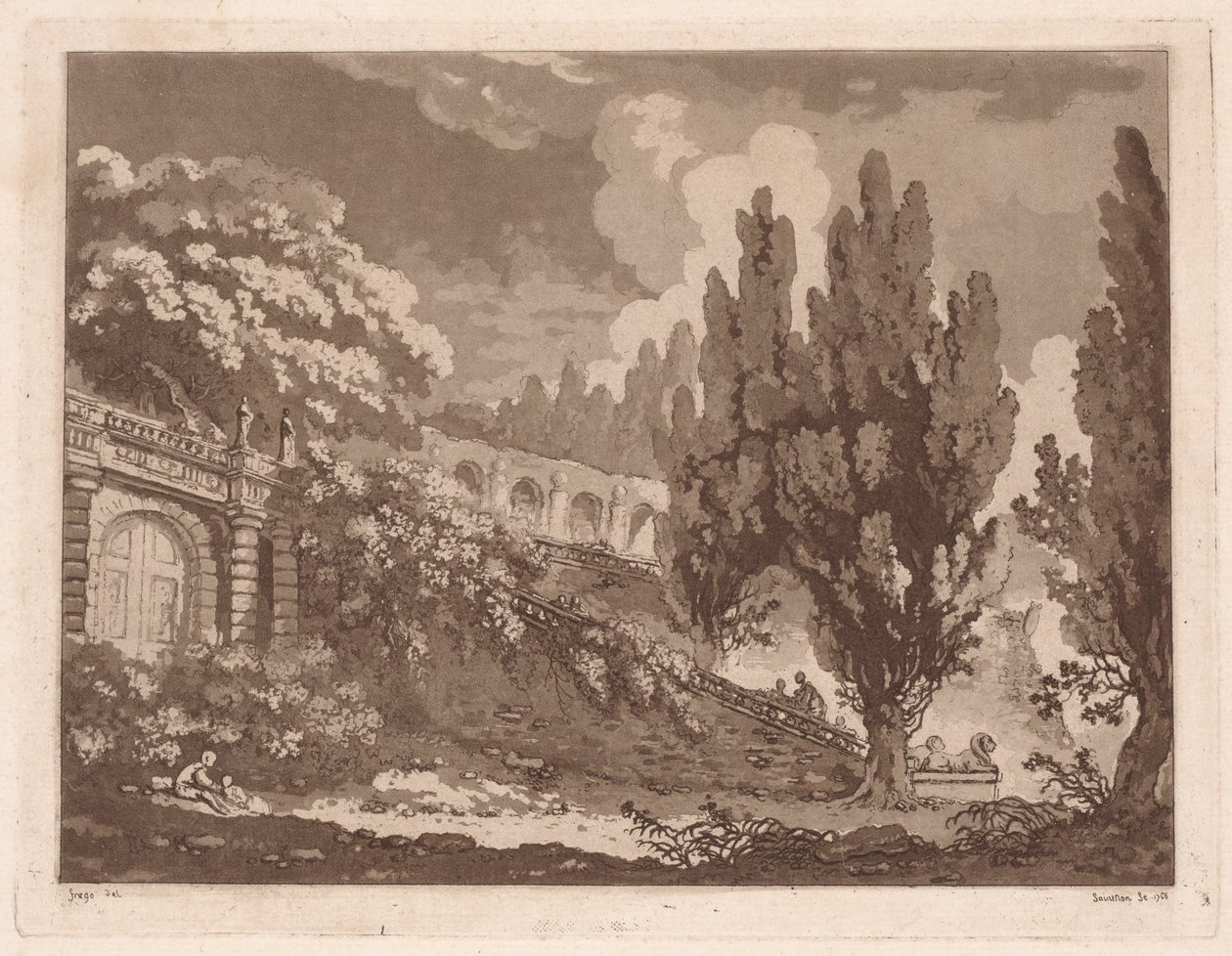 Treppe in einem italienischen Garten, 1766 von Jean Claude Richard Saint Non