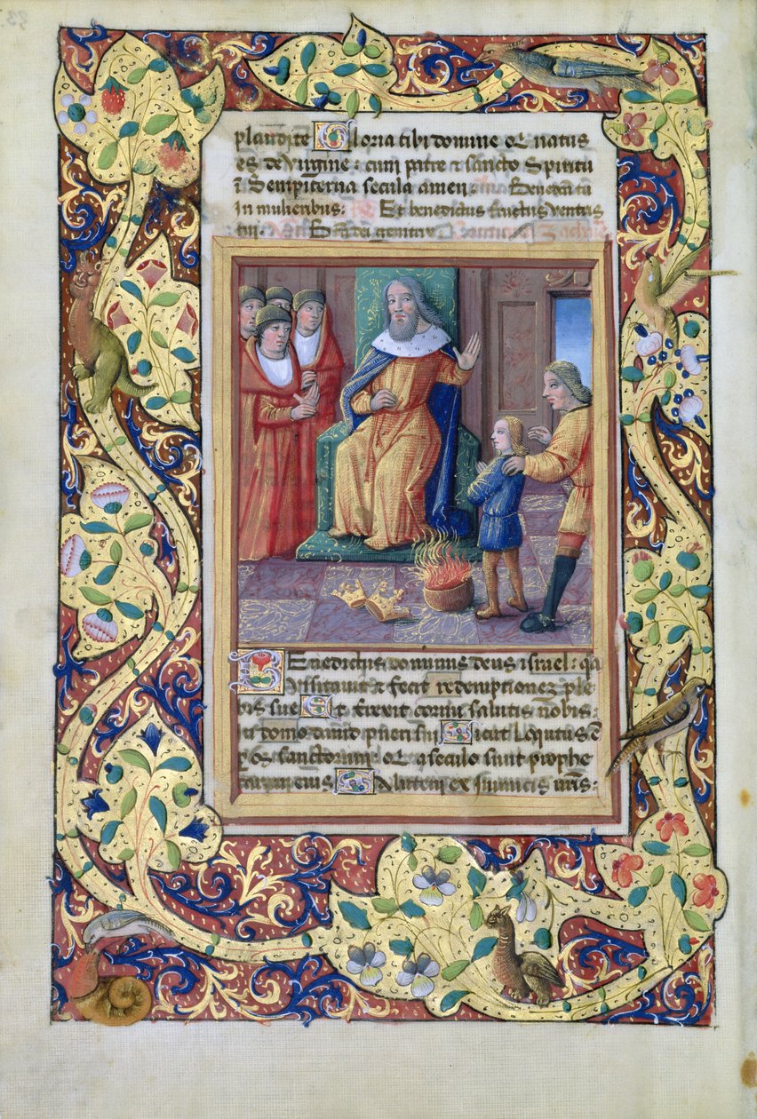 Ms Lat. Q.v.I.126 fol.23v Joseph deutet die Träume des Pharao, aus dem Stundenbuch von Louis d