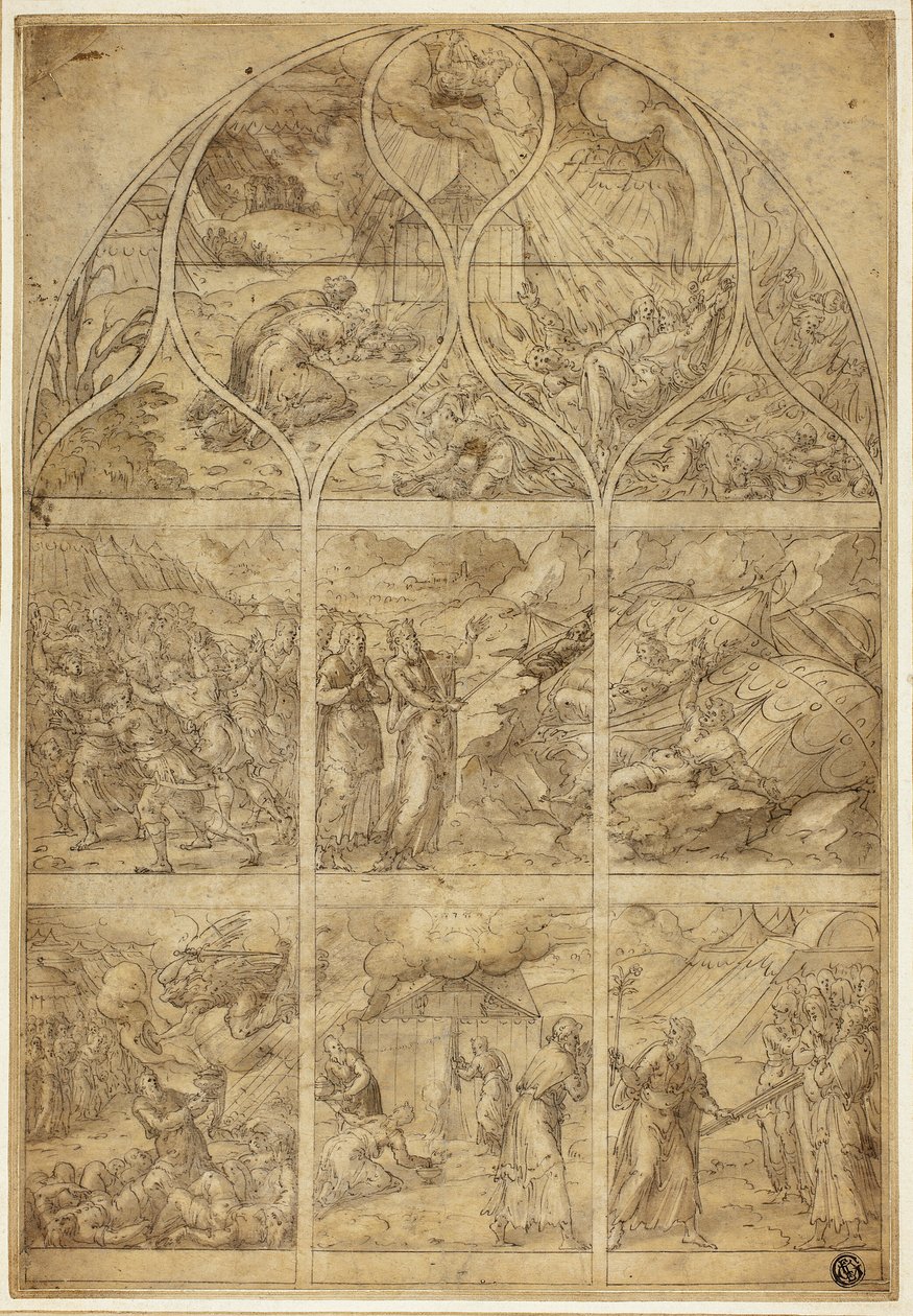 Entwurf für ein Buntglasfenster mit der Geschichte von Aaron von Jean Cousin the Younger