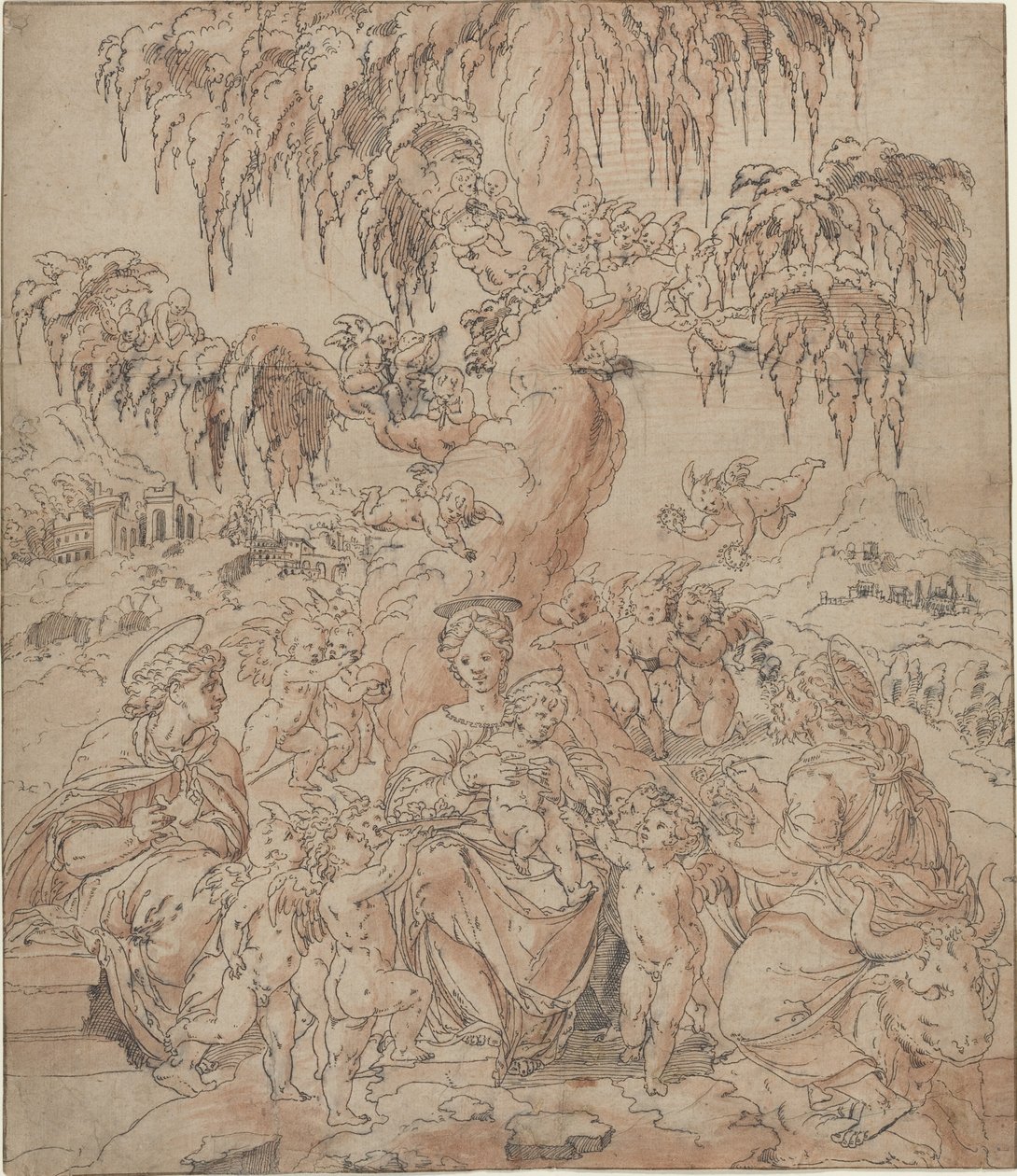 Madonna mit Kind und den Heiligen Johannes und Lukas von Jean Cousin the Younger