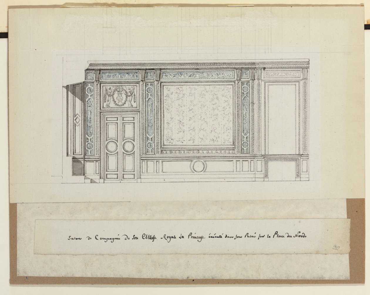 Entwurf für Wanddekorationen für den Salon de Compagnie von Jean Desmosthene (attr. to) Dugourc