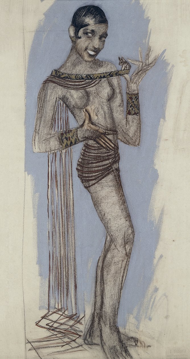Josephine Baker - Ein Modell für ein wichtiges Lackpaneel, ca. 1927 (Bleistift auf Papier) von Jean Dunand