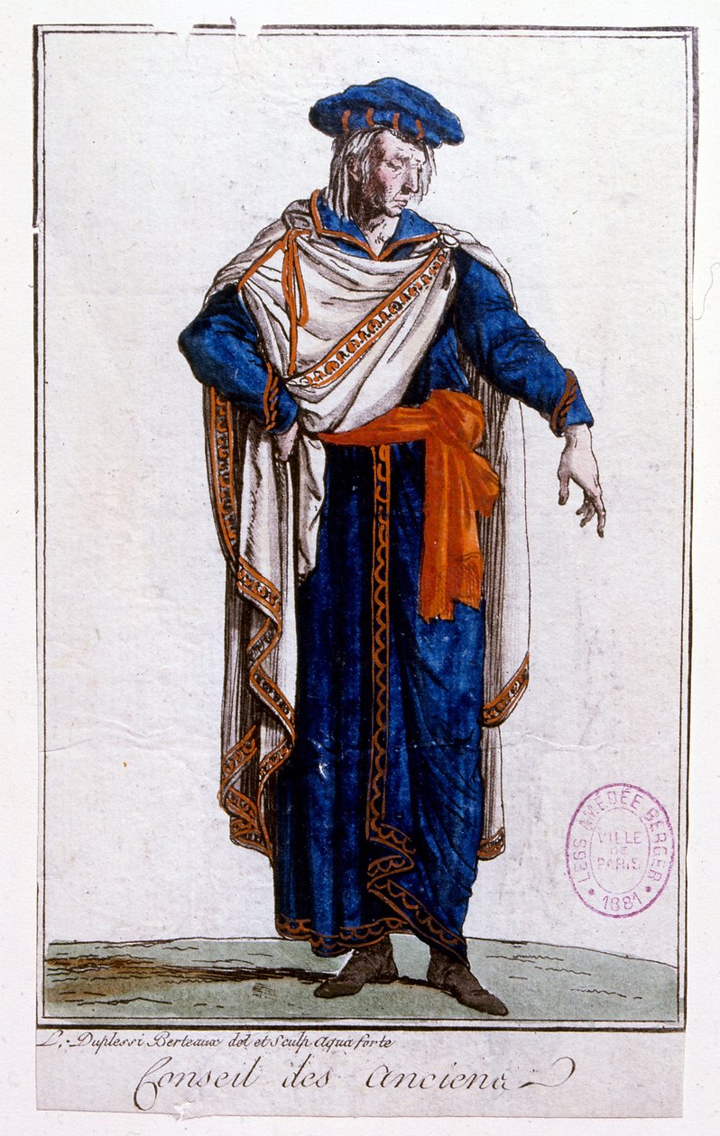 Illustration der Uniform eines Mitglieds des Direktoriums von Jean Duplessi-Bertaux