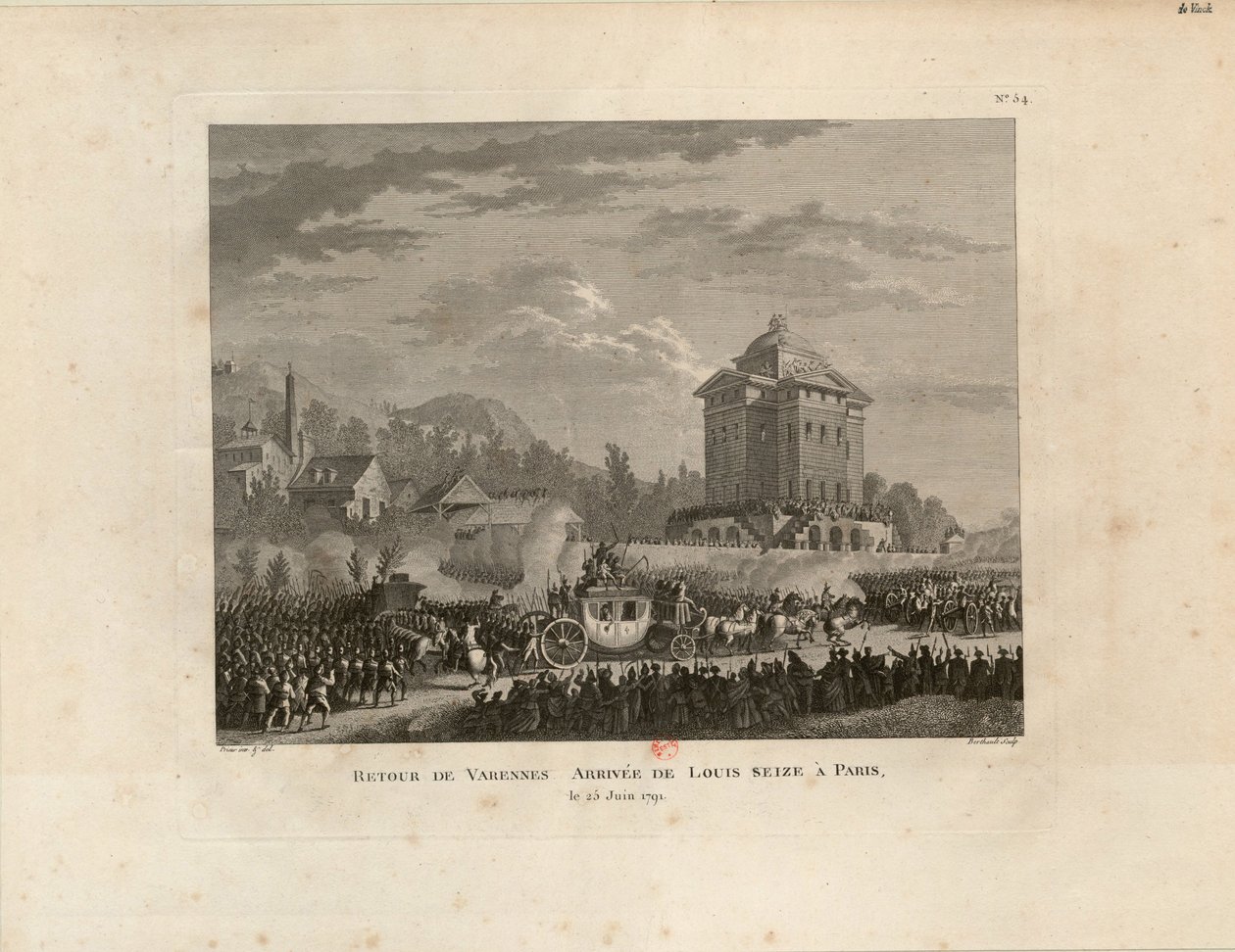 Rückkehr aus Varennes, Ankunft von Louis Capet in Paris, 1802 von Jean Duplessis Bertaux