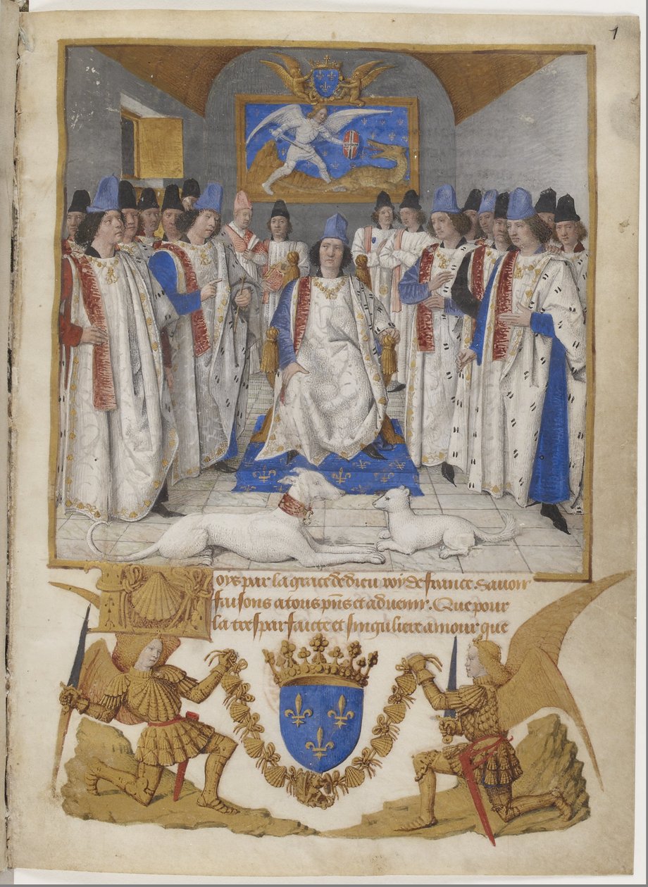 Frontispiz der Statuten des Ordens von Saint-Michel, Exemplar für Ludwig XI. von Jean Fouquet