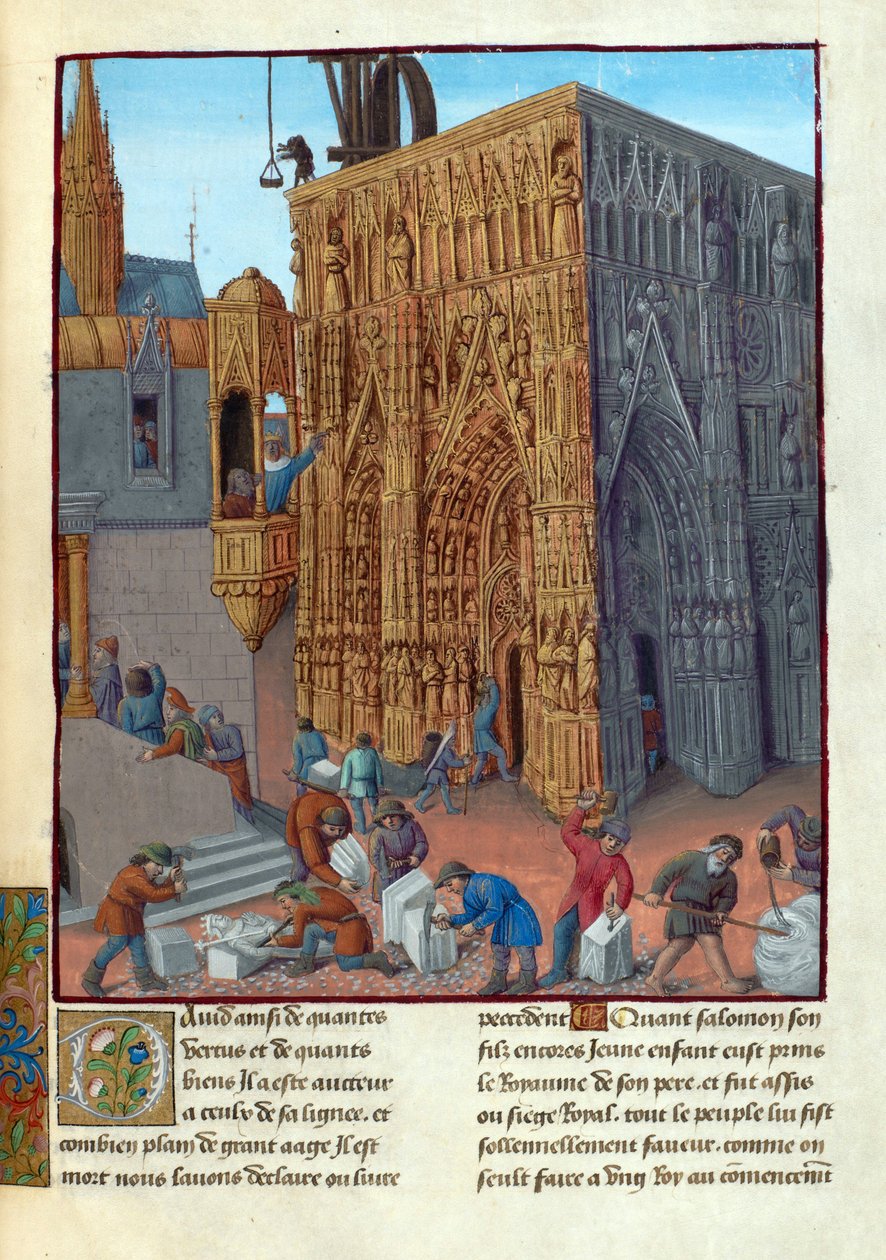 Der Bau des Tempels von Salomo. Illustration in Flavius Josephus "Antiquities of the Jews" - Jean Fouquet von Jean Fouquet