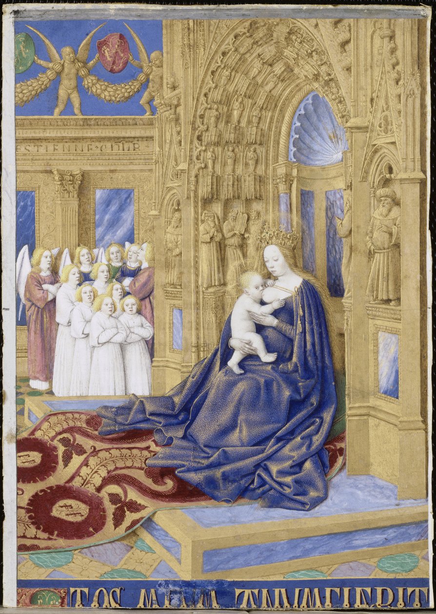 Die Jungfrau und das Kind auf dem Thron, Stundenbuch von Étienne Chevalier von Jean Fouquet