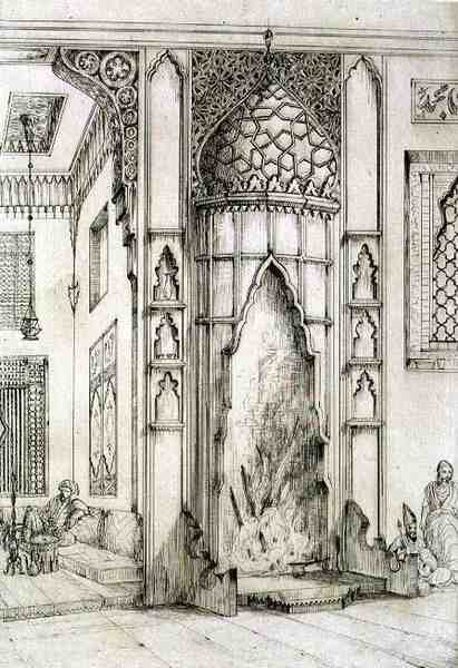 Kamin im Palast der Sieben Türme in Isfahan, aus 