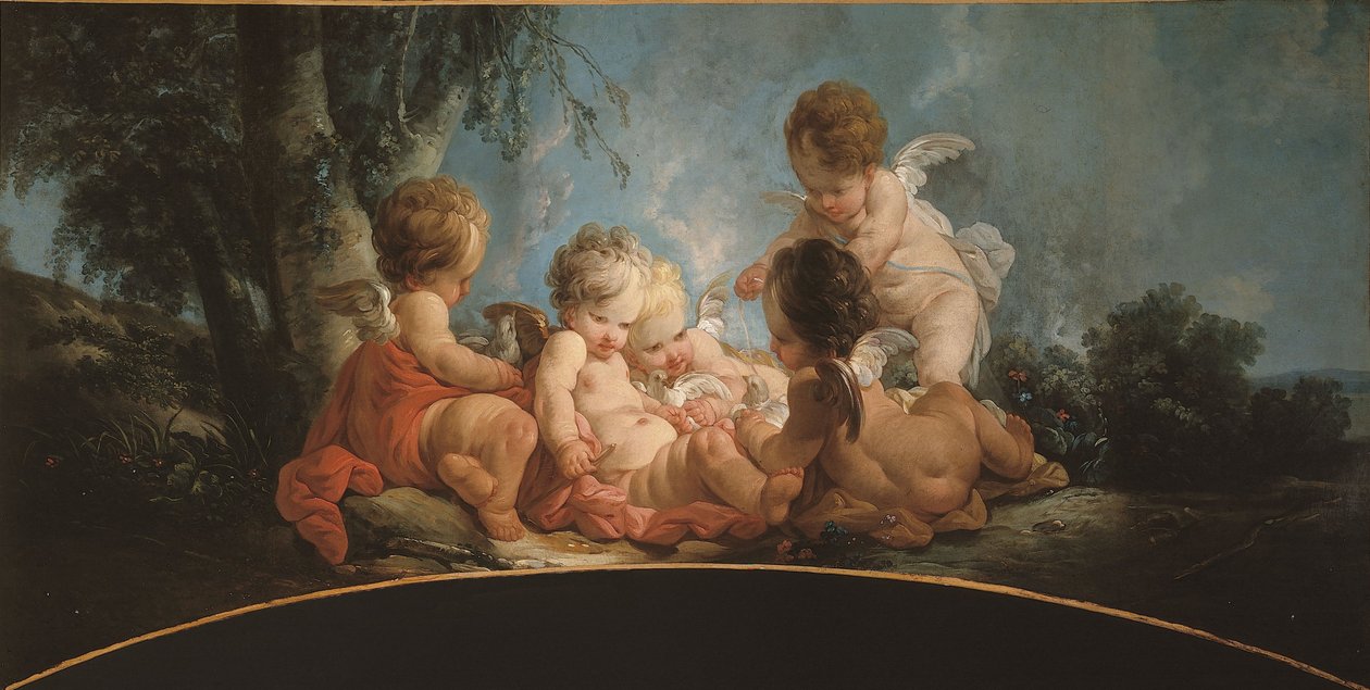 Gruppe von fünf Liebenden, die mit Tauben spielen, ca. 1761 von Jean Francois Clermont