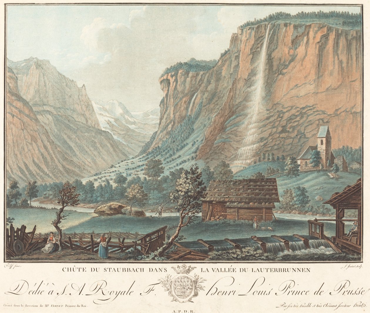 Chute de Staubbach, im Lauterbrunnental, wahrscheinlich 1776 von Jean Francois Janinet