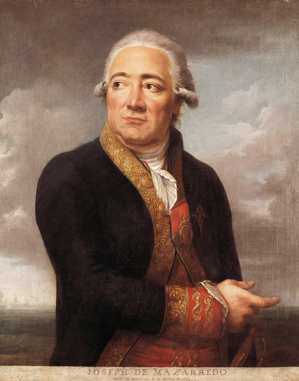 Porträt des spanischen Admirals Jose de Mazarredo Salazar (1745-1812), Gemälde von Jean Francois Marie Bellier (1745-1836) 1783, Madrid. Marinemuseum von Jean Francois Marie Bellier