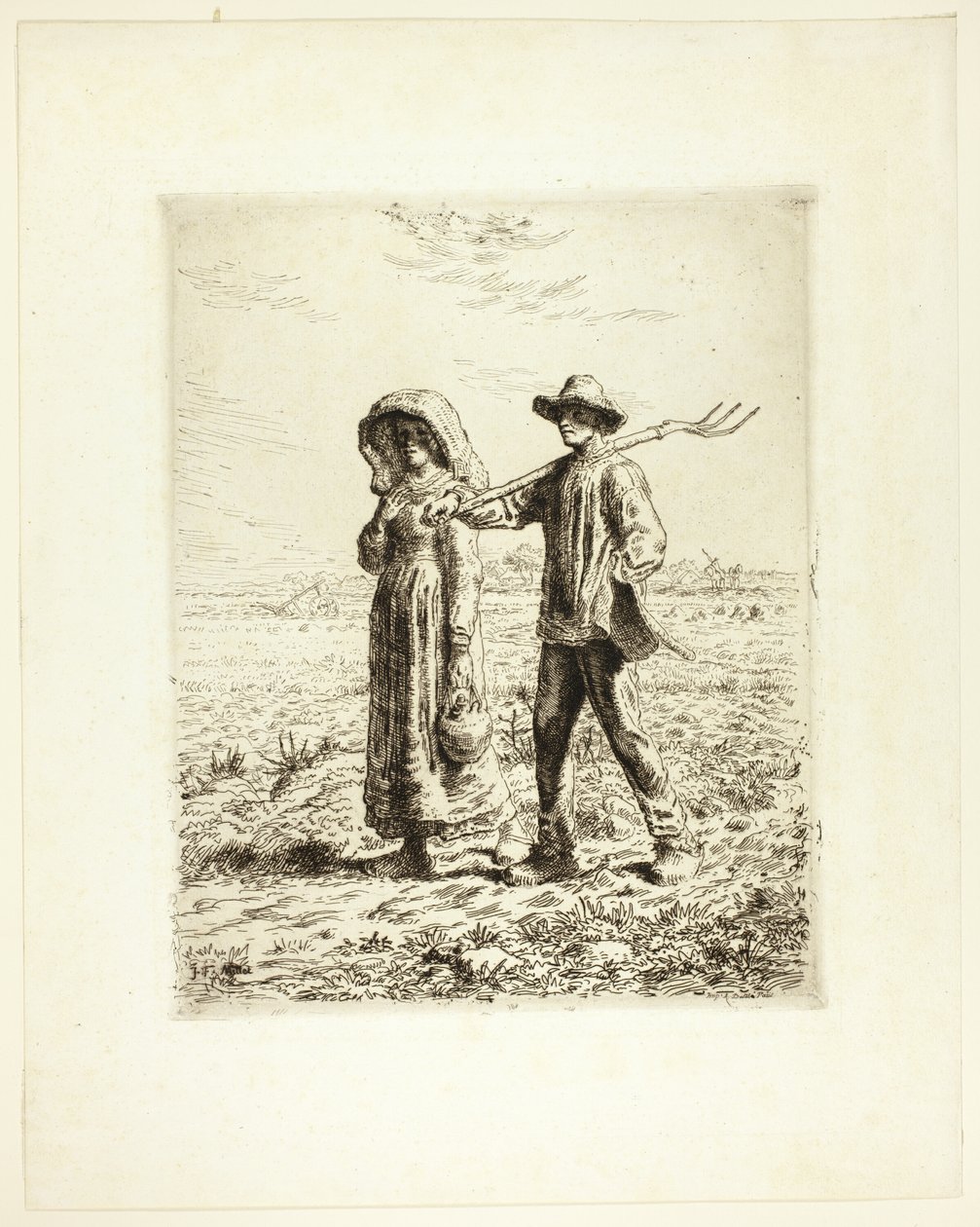 Bauern auf dem Weg zur Arbeit von Jean Francois Millet
