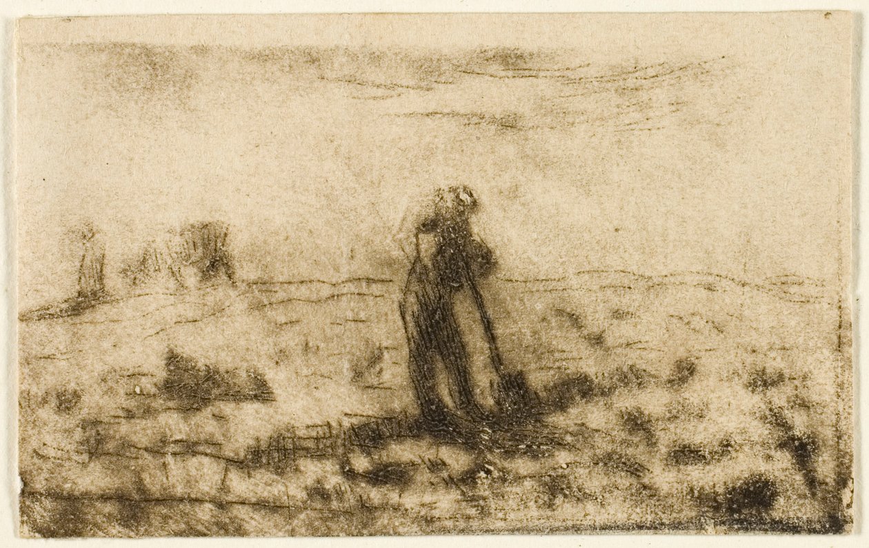 Frau hängt Wäsche auf von Jean-Francois Millet