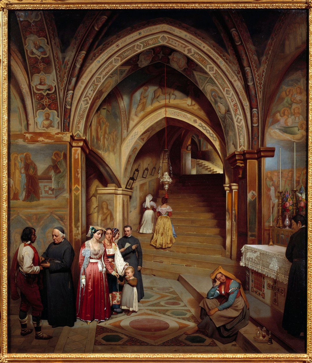 Ansicht der Kirche des Benediktinerklosters San Subiaco. Gemälde von Jean François Montessuy (1804-1876) von Jean Francois Montessuy