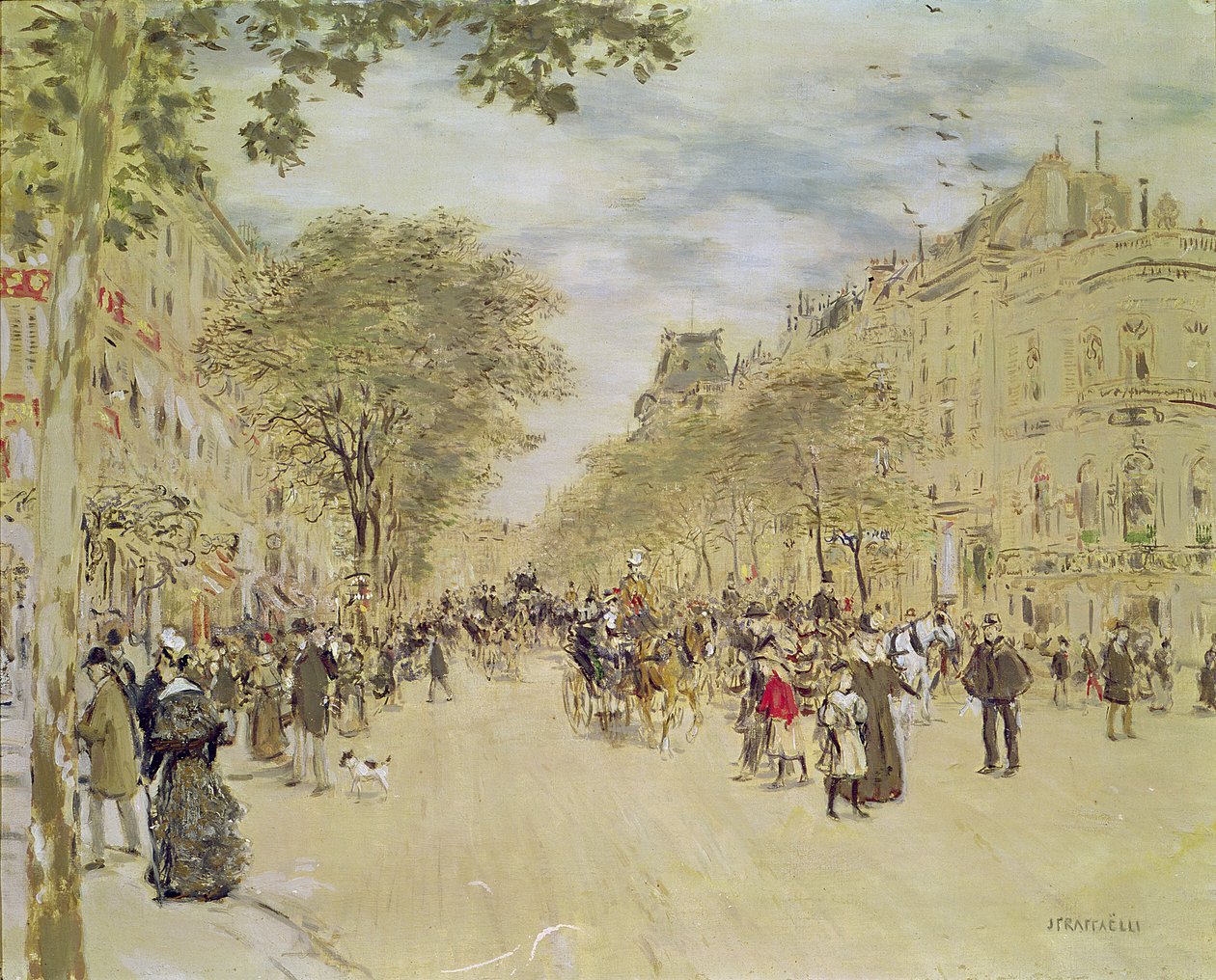 Der Pavillon de Hanovre und der Boulevard des Italiens, Paris, nach 1870 von Jean Francois Raffaelli
