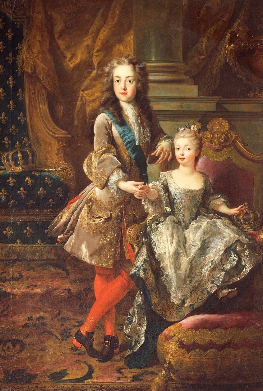 Porträt von Ludwig XV. von Frankreich mit Mariana Victoria von Spanien von Jean François de Troy