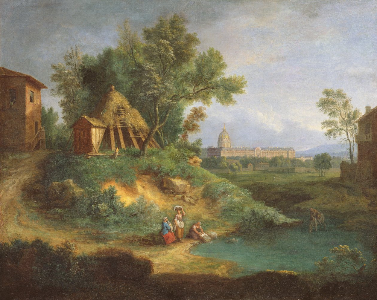 Hotel des Invalides, Blick von der Grenouillere von Jean Francois, the Younger Millet