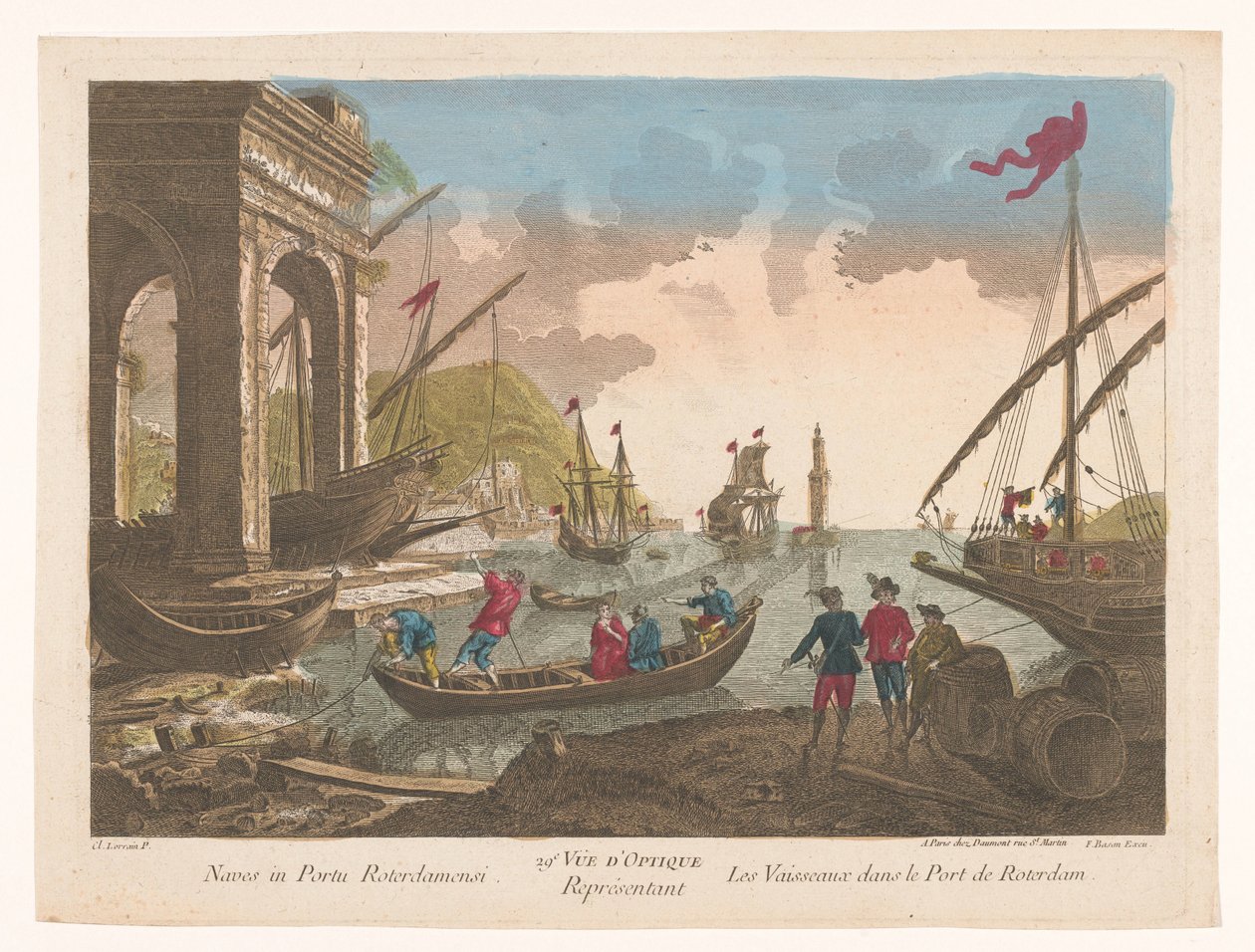 Ansicht von Booten und Schiffen im Hafen von Rotterdam von Jean François Daumont