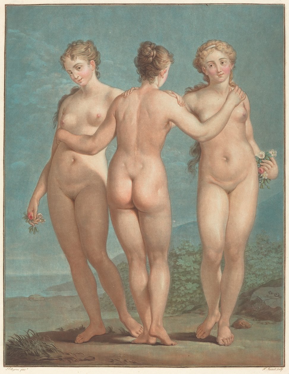 Die drei Grazien von Jean François Janinet after Giovanni Antonio Pellegrini