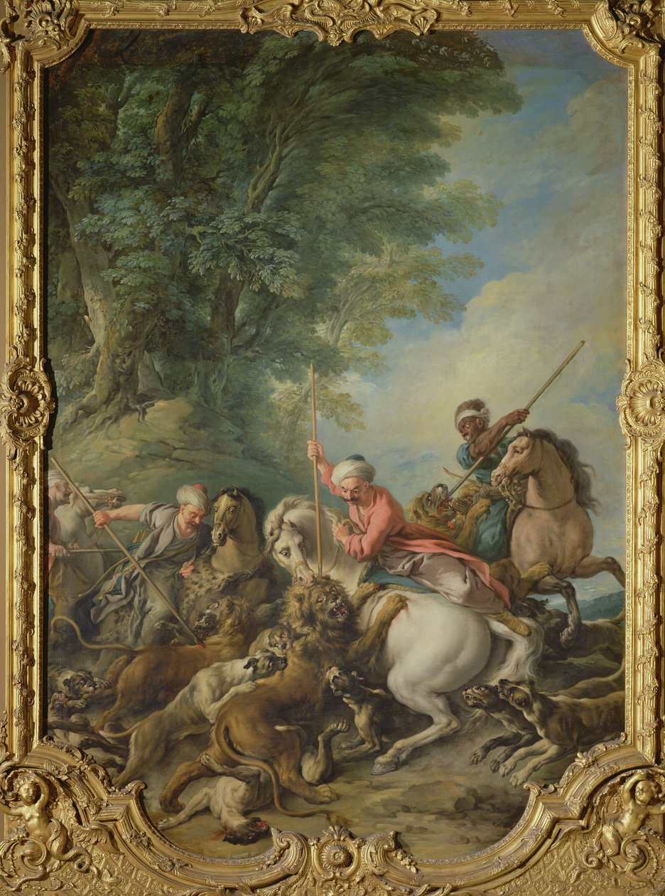 Türken jagen Löwen von Jean François de Troy