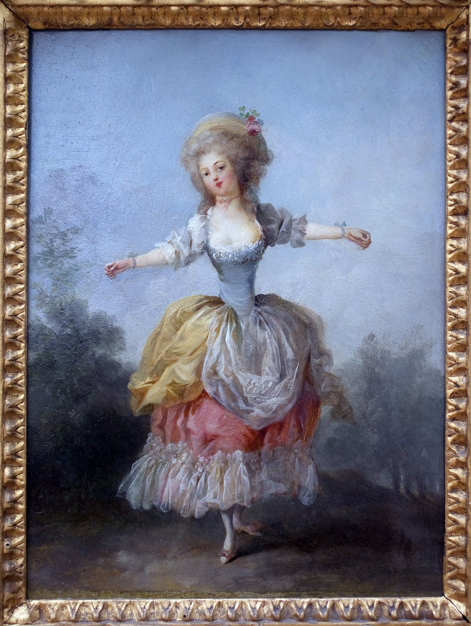 Tänzerin in Louis XVI. Gemälde von Jean Frederic Schall (1752-1825), Öl auf Leinwand, Ende des 18. Jahrhunderts. Museum der Schönen Künste von Nantes von Jean Frederic Schall