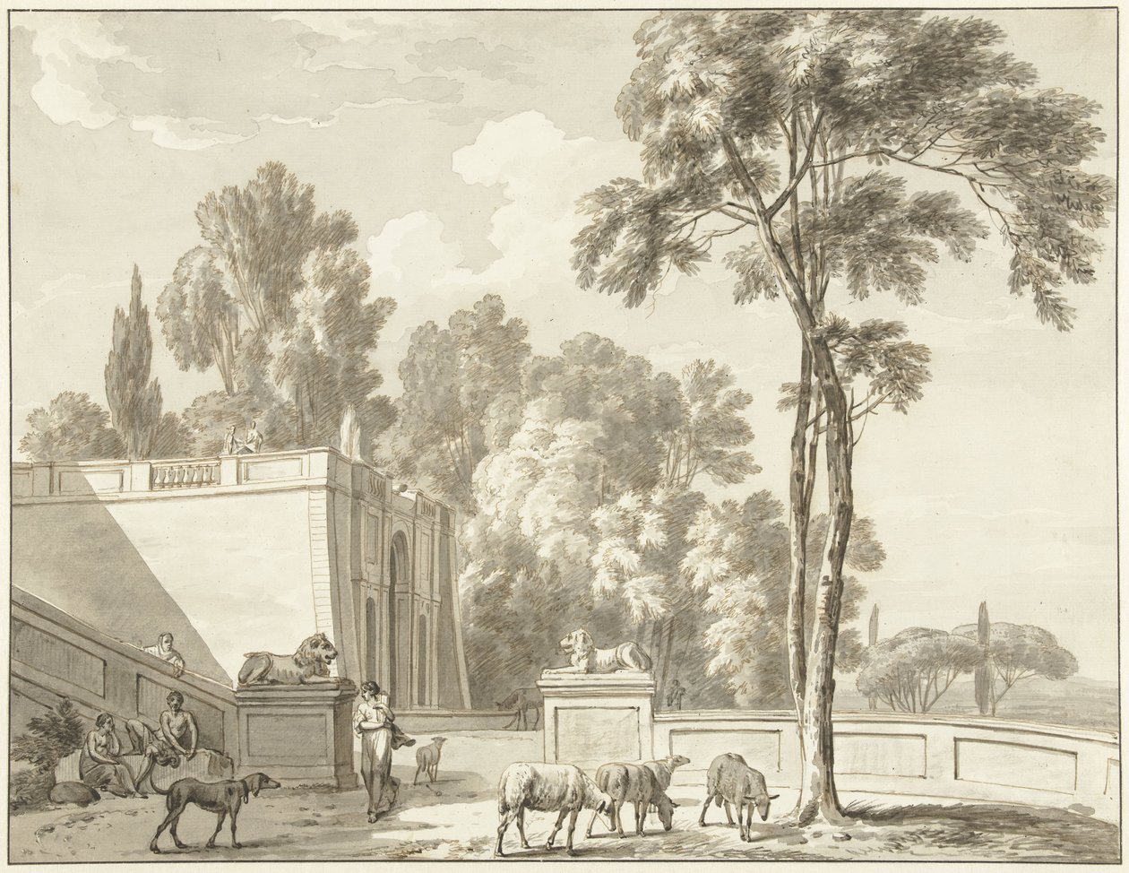 Ansicht der Terrassen bei der Villa Aldobrandini in Frascati von Jean Grandjean