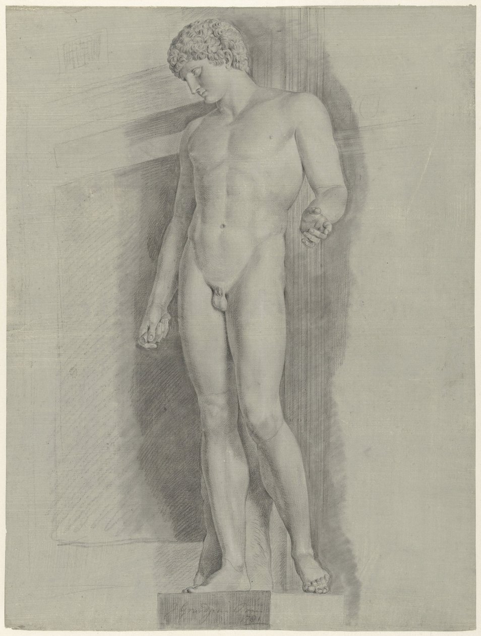 Studie nach der Statue namens Albani Antinous von Jean Grandjean